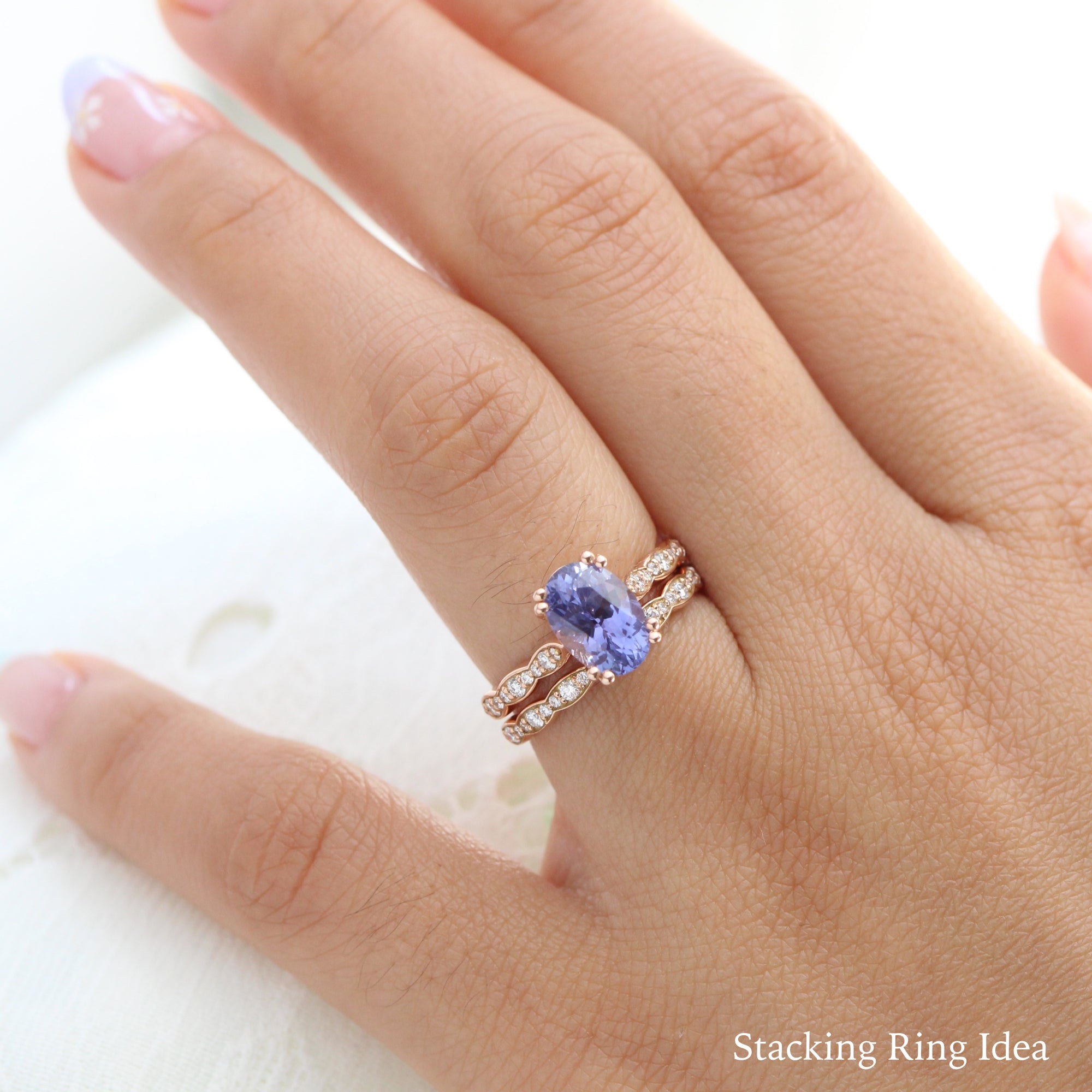 Large oval purple sapphire ring rose gold solitaire engagement ring la more design jewelry