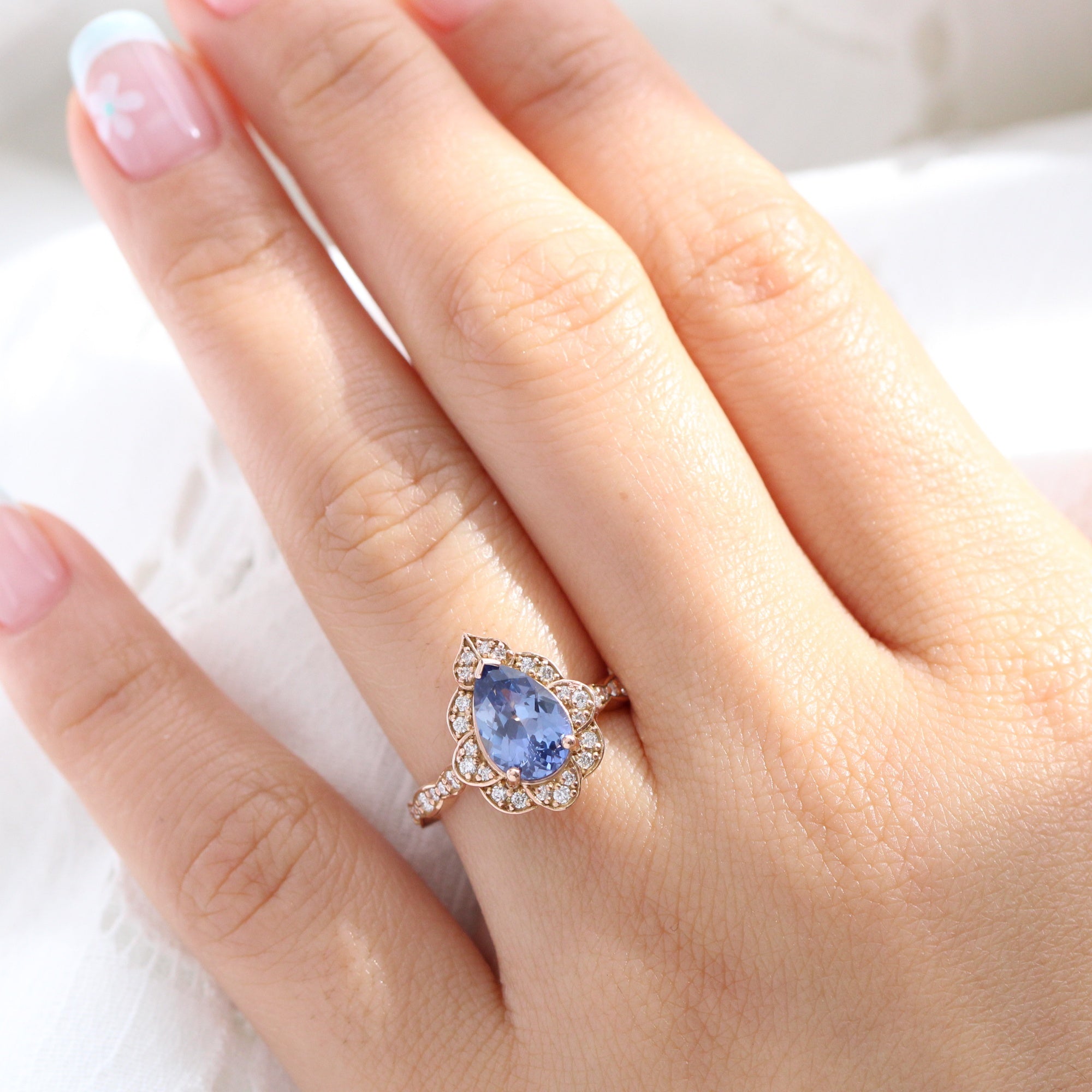 2 1/2 carat Natural Ceylon Sapphire and Trillion White Sapphire Three Stone  Engagement Ring in real 14k white gold for sale (BR-108)