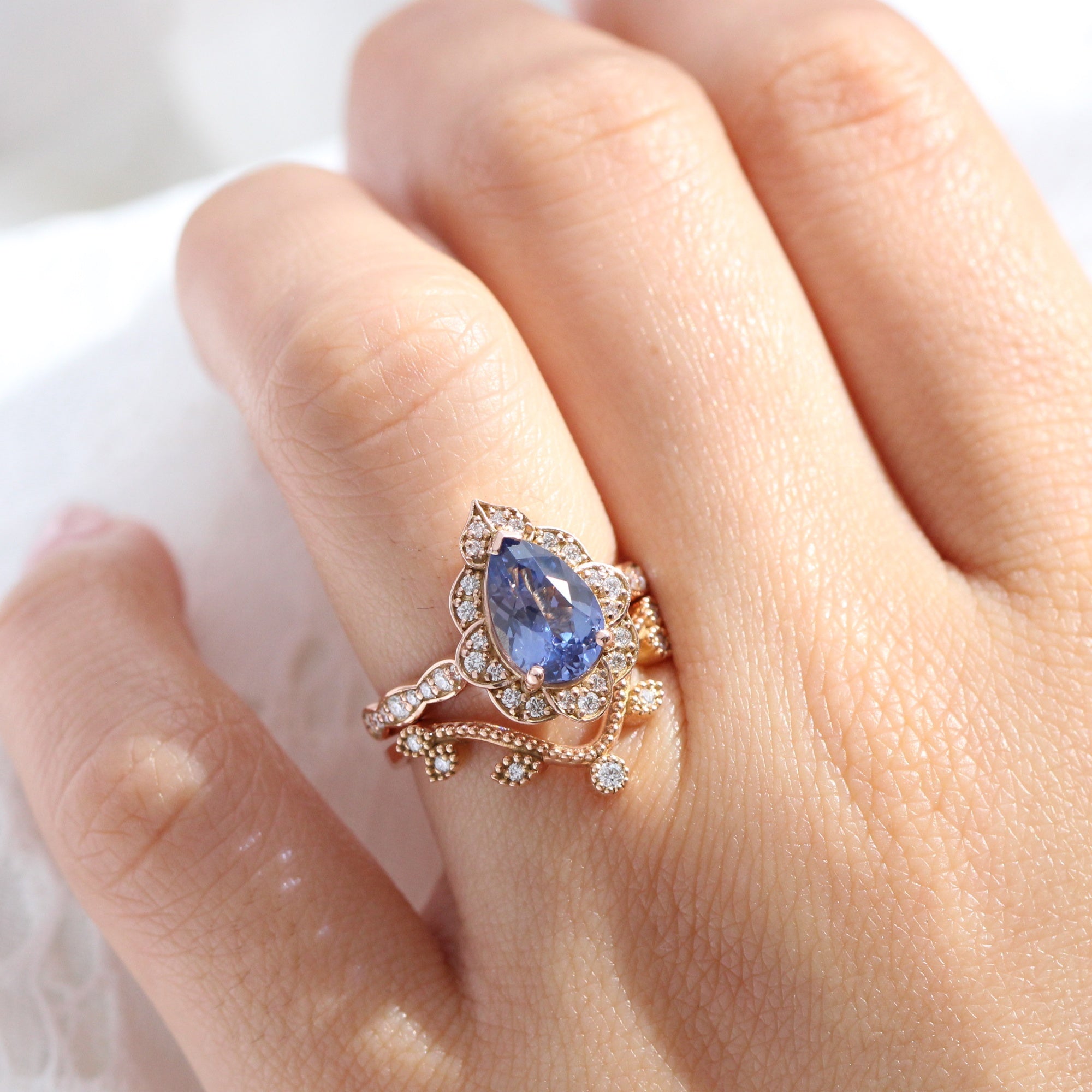 Large pear engagement sale ring
