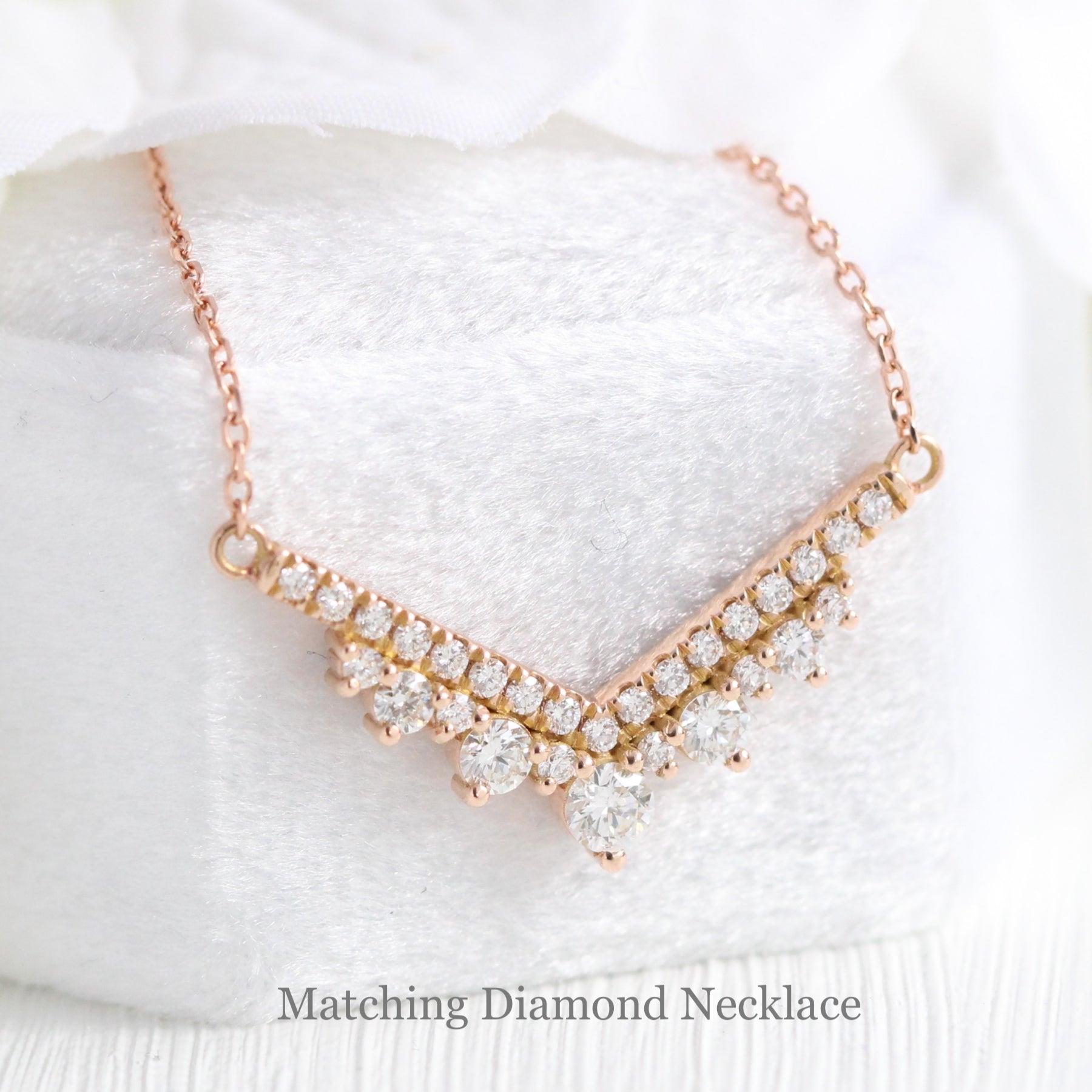 Large tiara diamond pendant rose gold drop necklace adjustable gold chain la more design jewelry