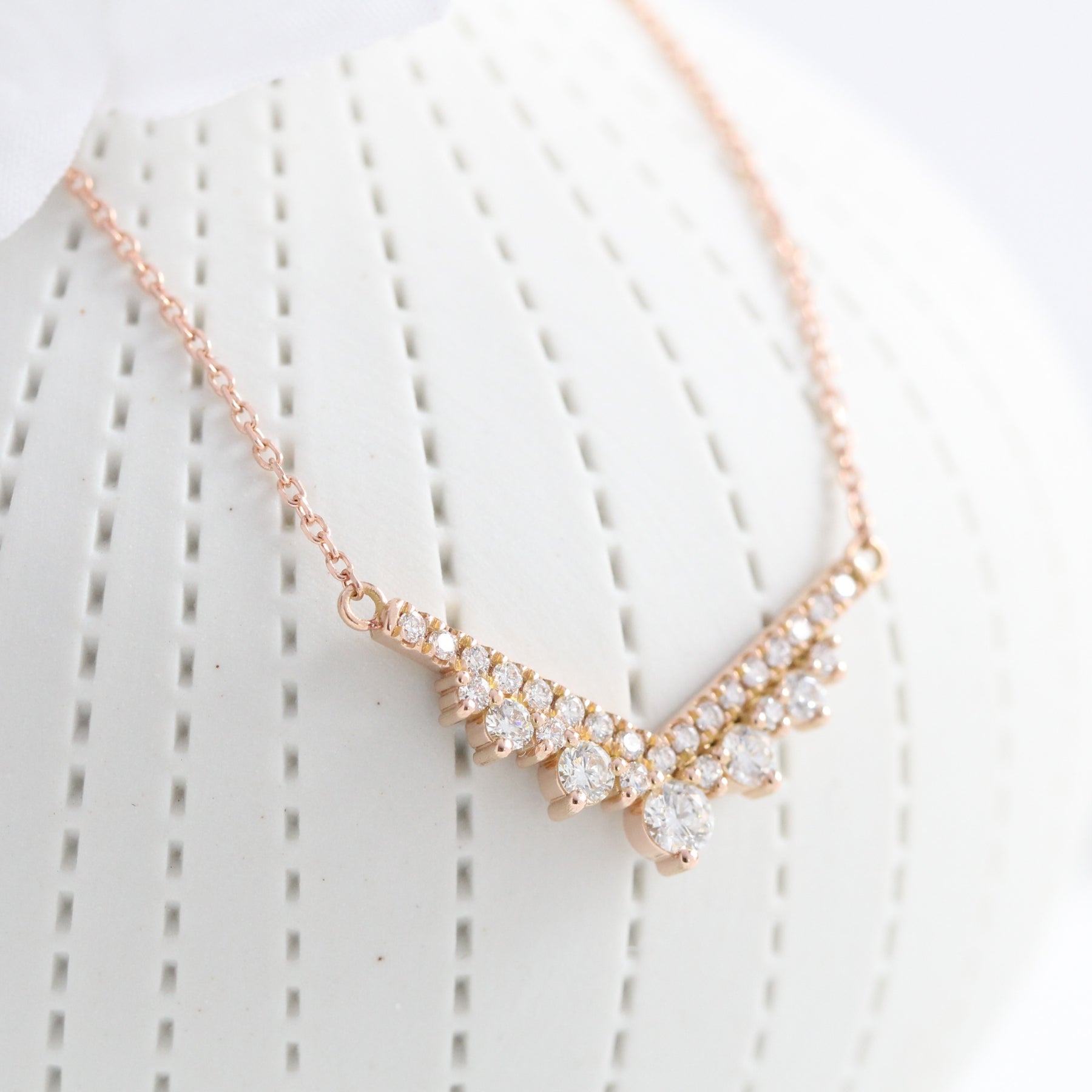 Tiara Diamond Pendant Rose Gold V Shaped Layering Necklaces Drop Charm 14K Yellow Gold - Made to Order