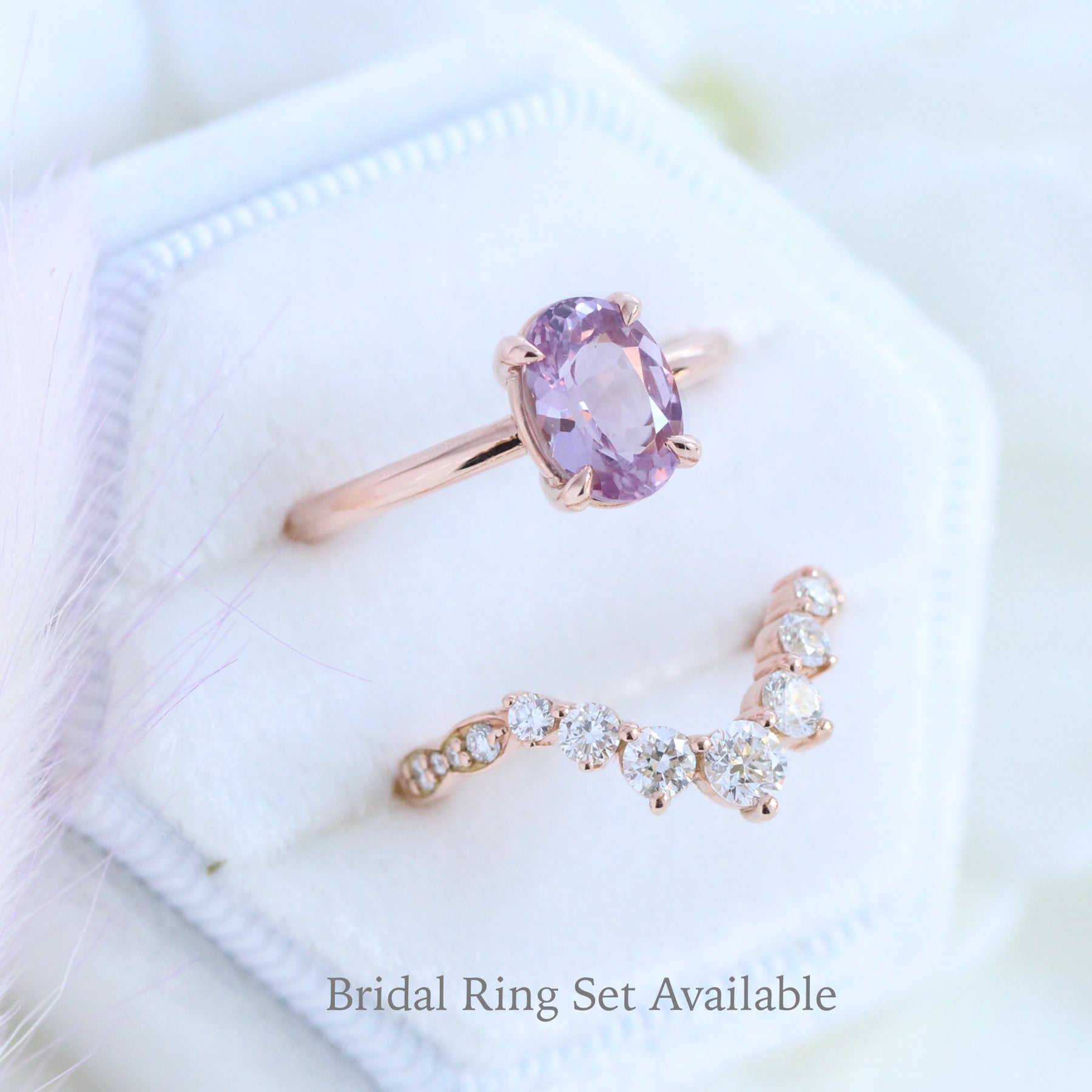 1.90 Ct Oval Lavender Sapphire Ring in 14k Rose Gold Low Profile Solitaire Ring, Size 6.25
