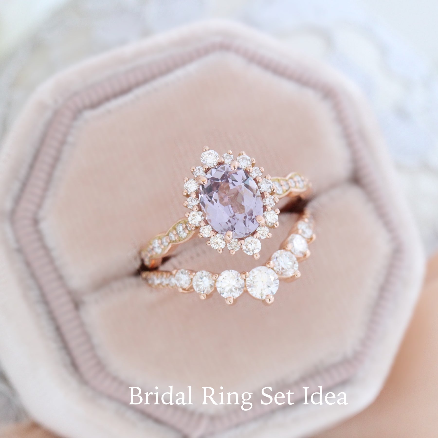 Lavender purple sapphire engagement ring rose gold tiara halo diamond ring la more design jewelry