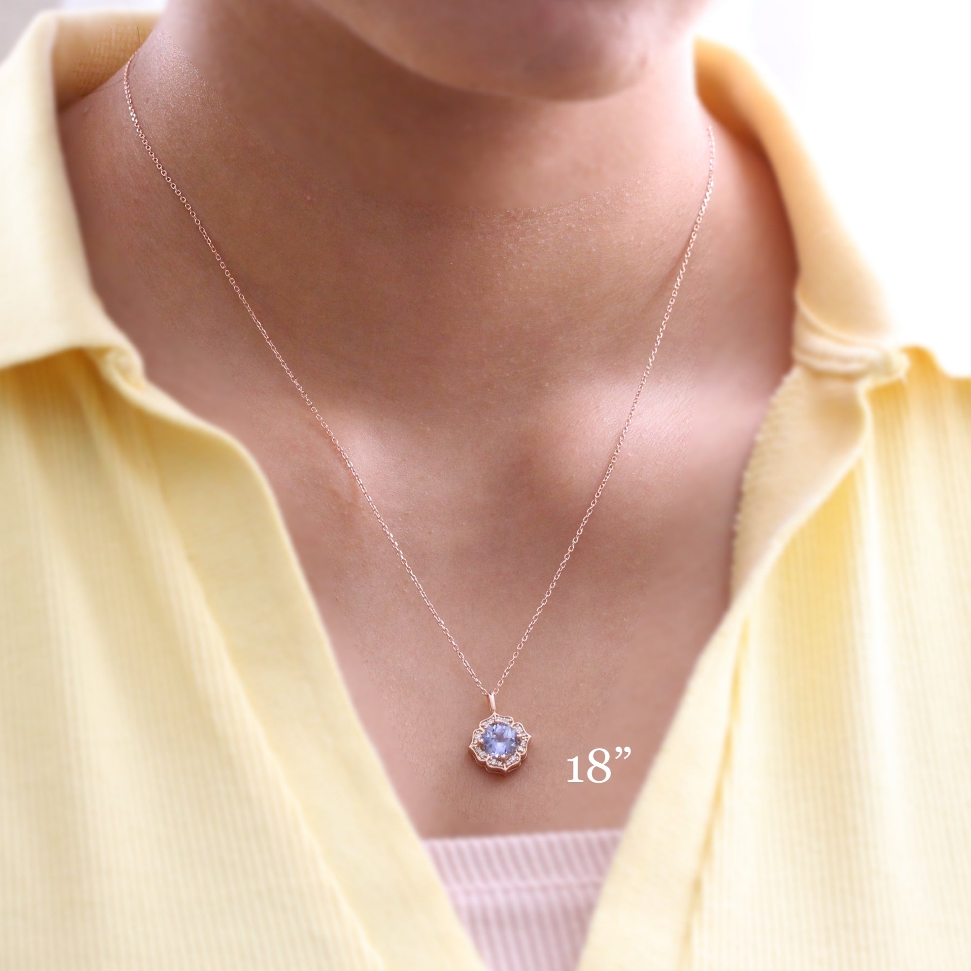 Lavender sapphire necklace rose gold vintage floral diamond and sapphire pendant la more design jewelry