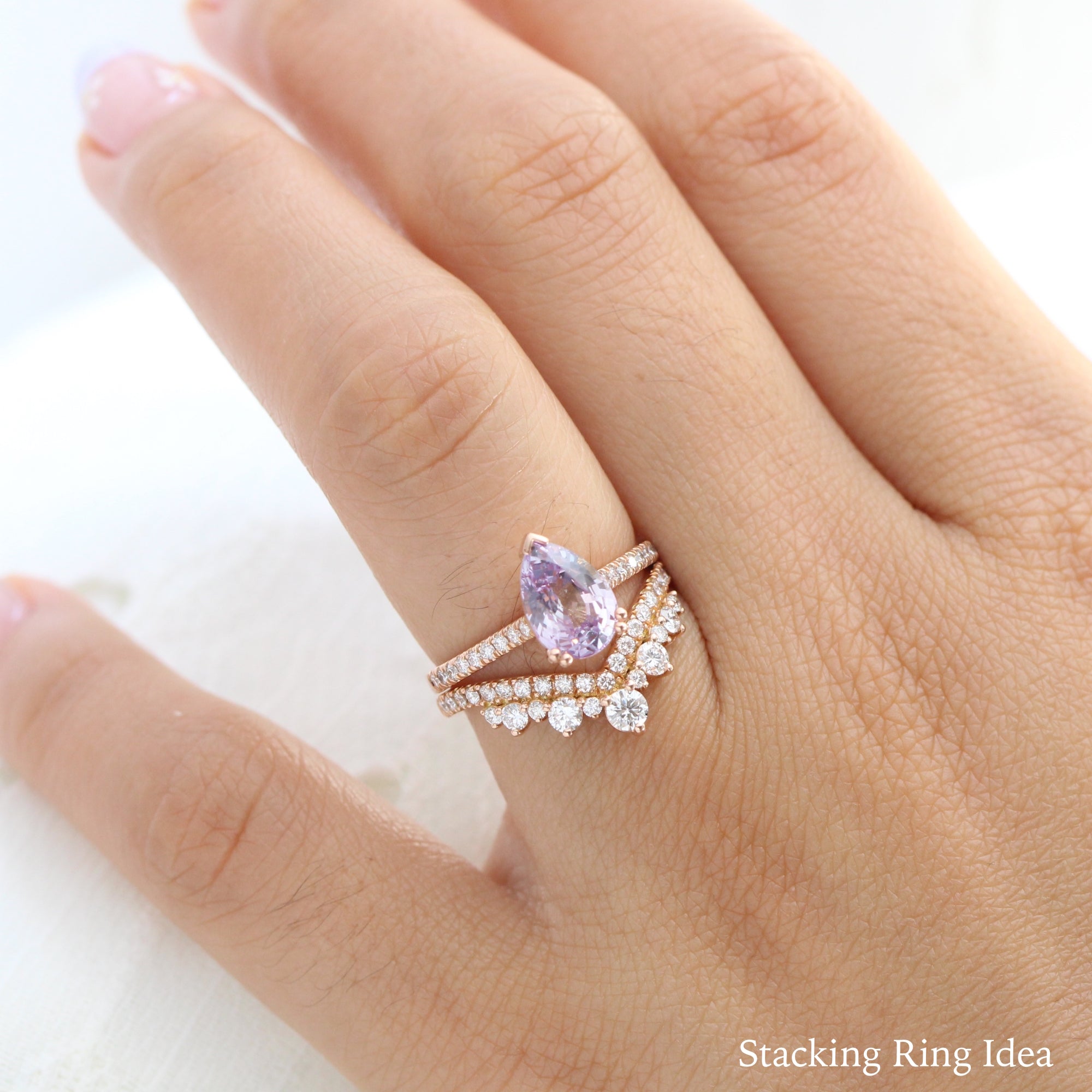 Lavender sapphire ring rose gold pear solitaire engagement ring la more design jewelry