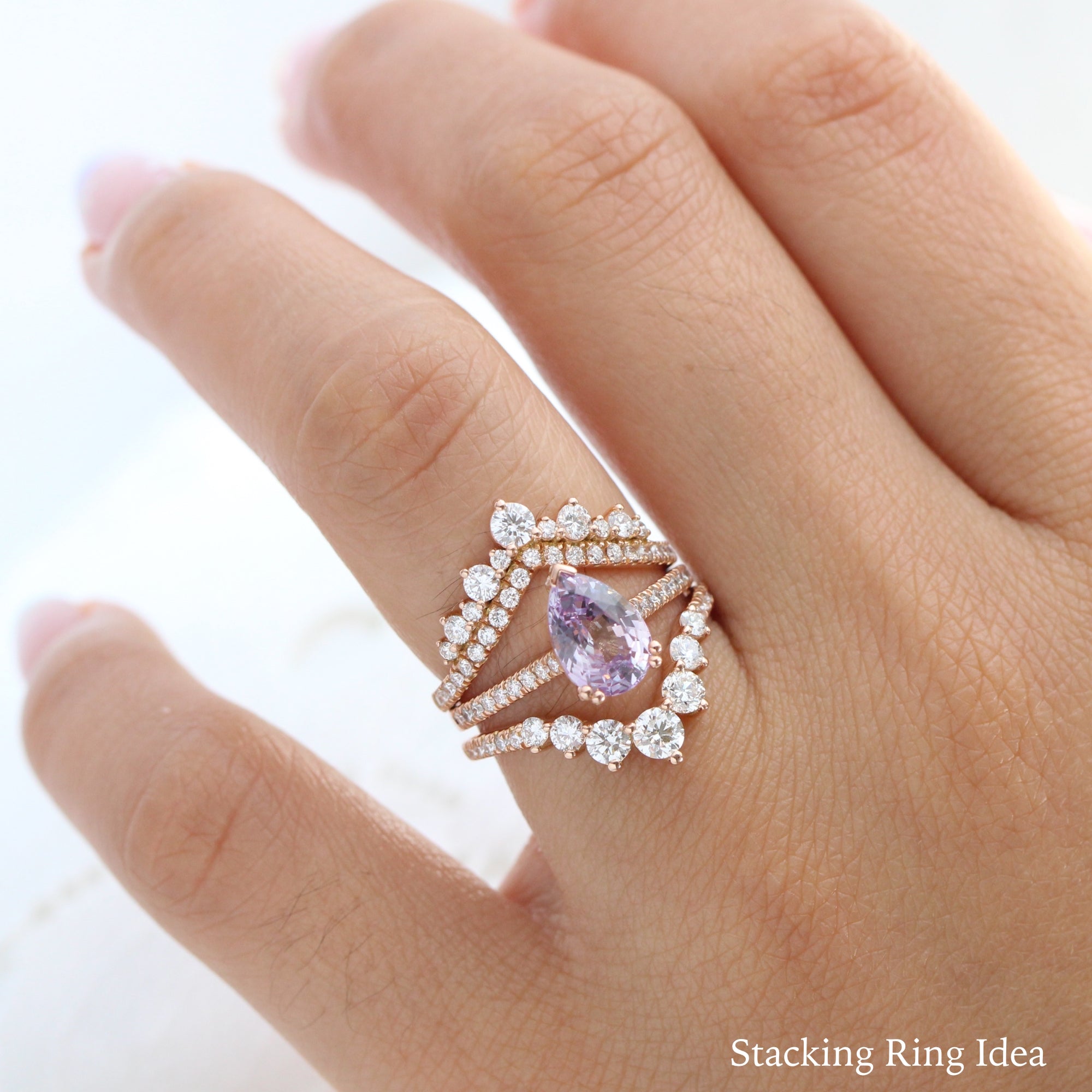 Lavender sapphire ring rose gold pear solitaire engagement ring la more design jewelry