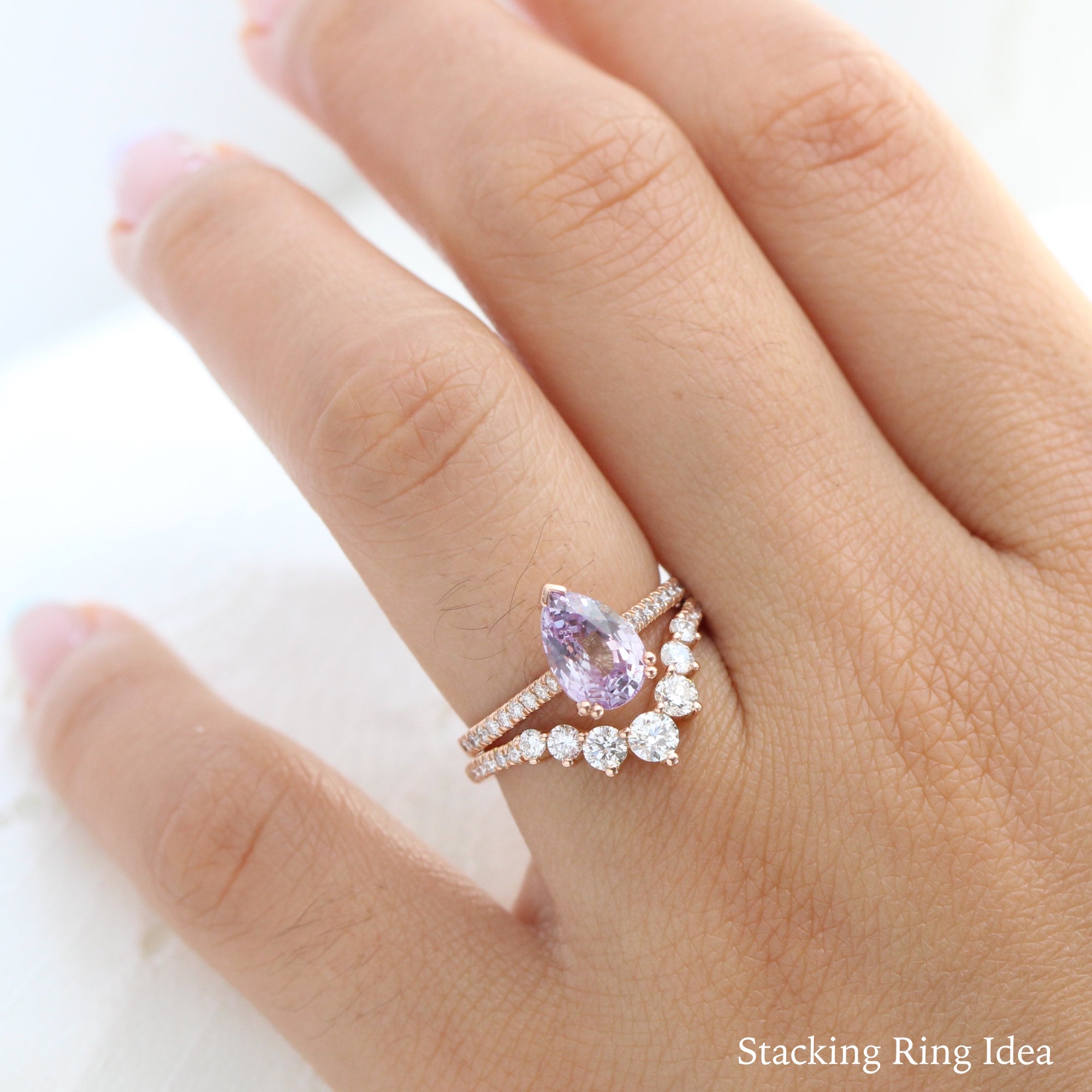 Lavender sapphire ring rose gold pear solitaire engagement ring la more design jewelry