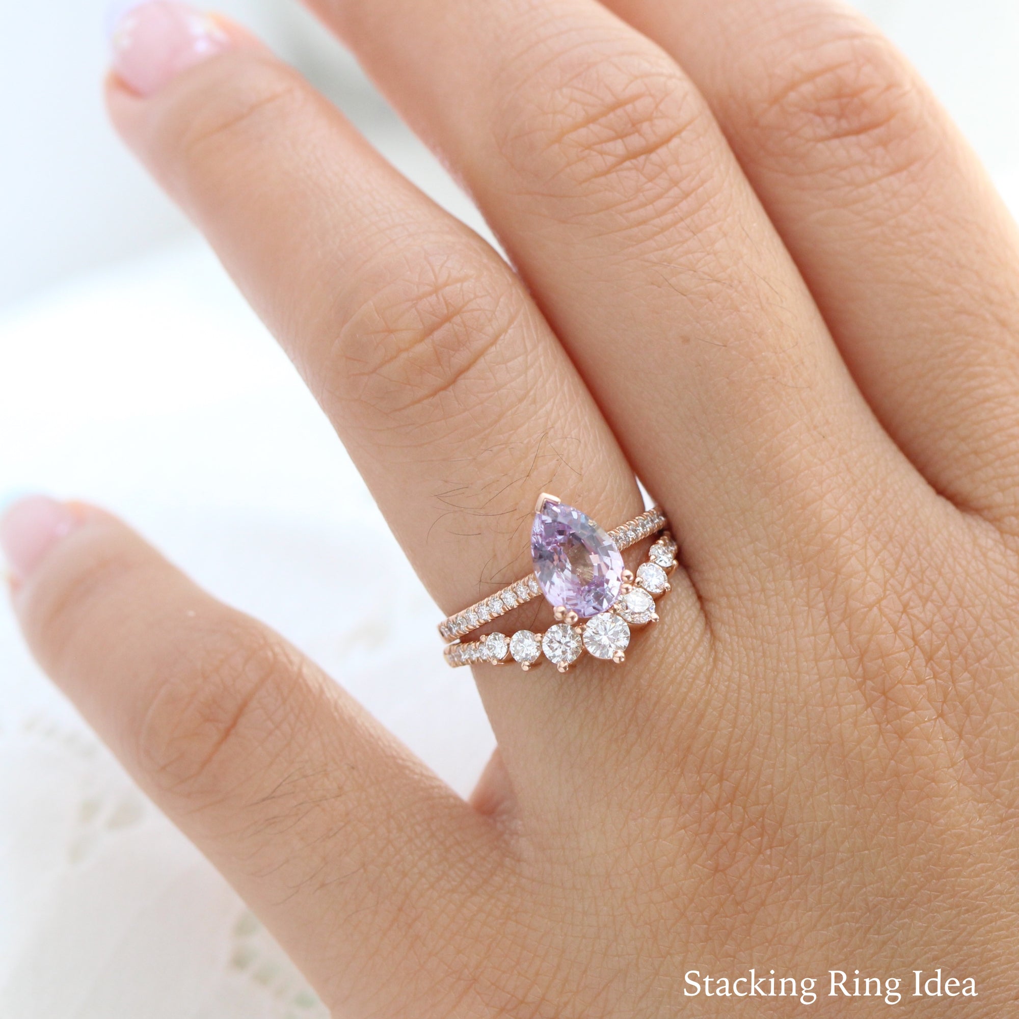 Lavender sapphire ring rose gold pear solitaire engagement ring la more design jewelry