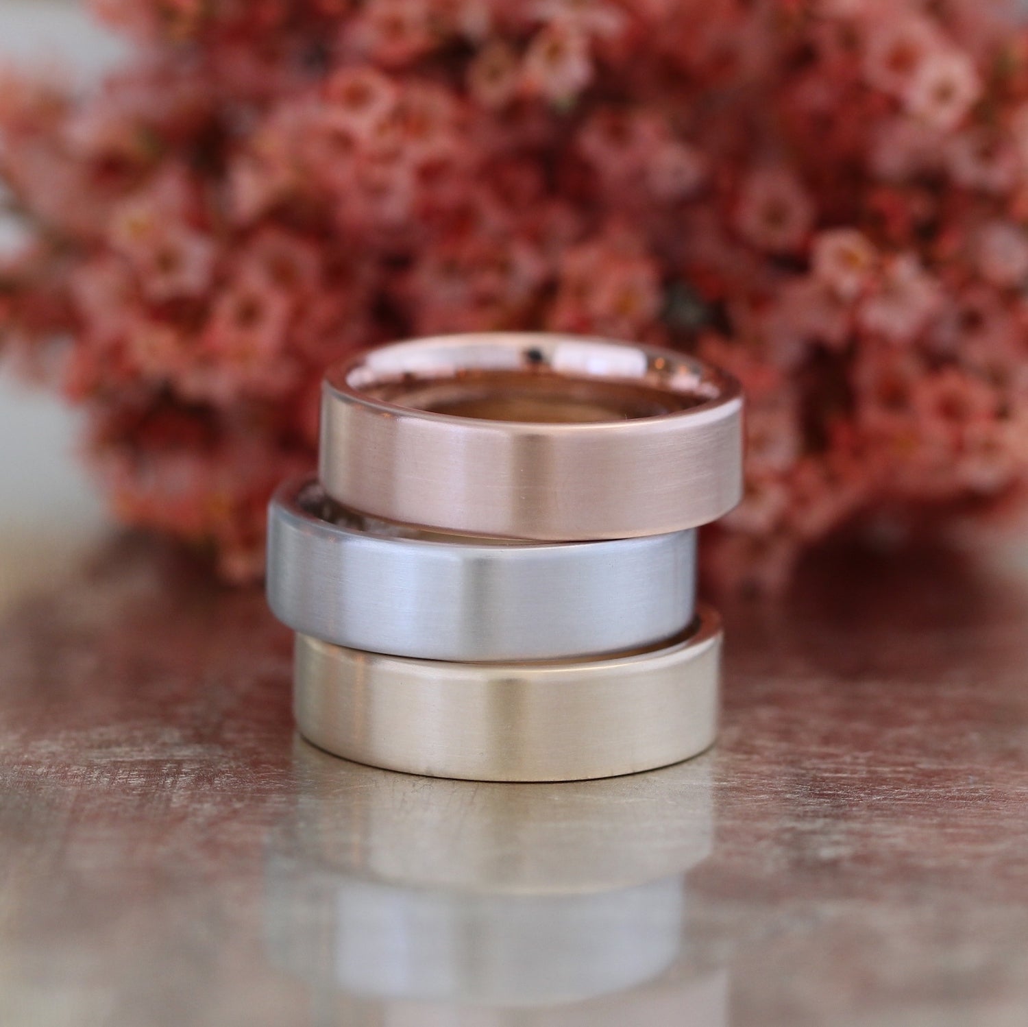 Mens wedding ring yellow gold flat wedding band matte finish gold ring la more design jewelry