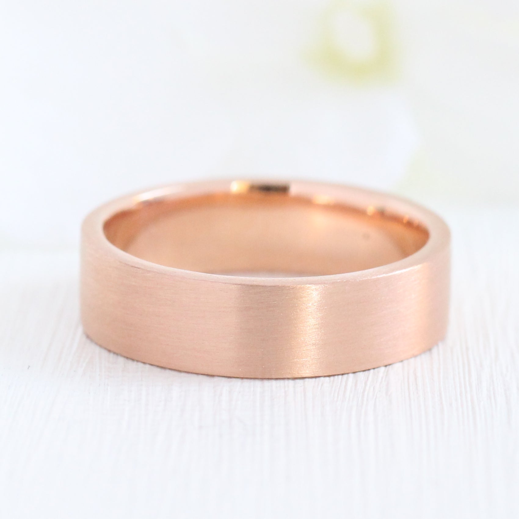 14K Rose Gold Brushed Comfort Fit 6mm Wedding Band