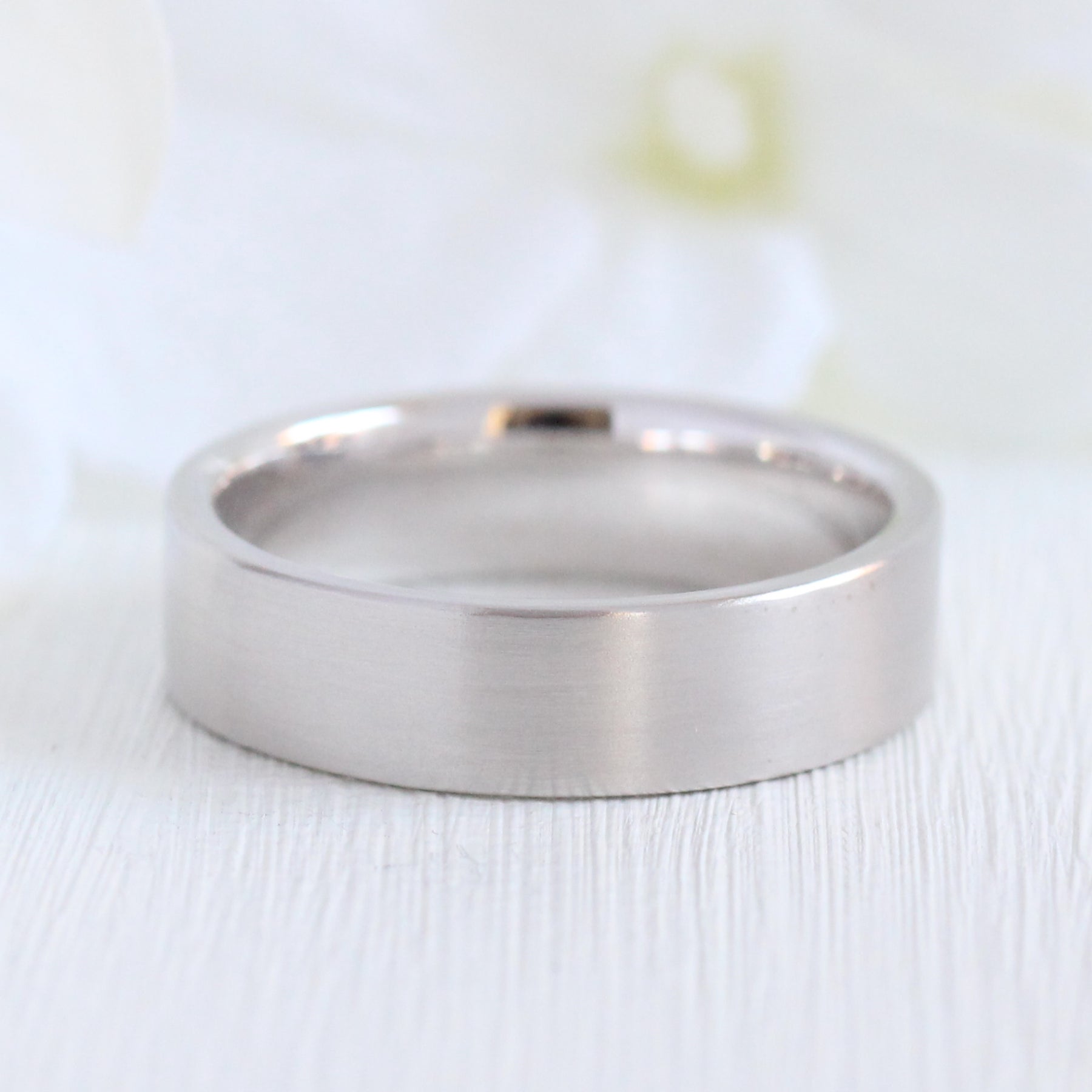Platinum Light Soft Flat Court 5mm Wedding Ring