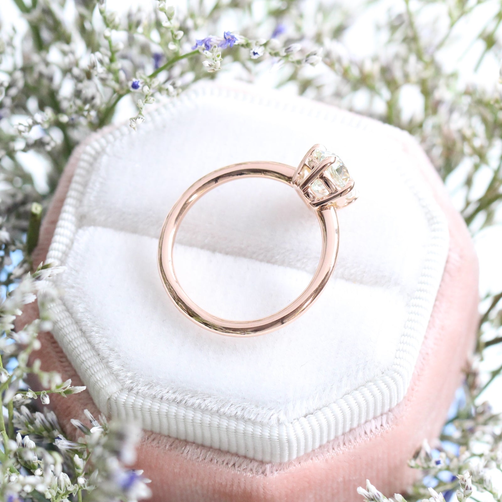 Natural Seafoam Green Sapphire Engagement Ring in Rose Gold Pear Solitaire Ring by La More Design Jewelry