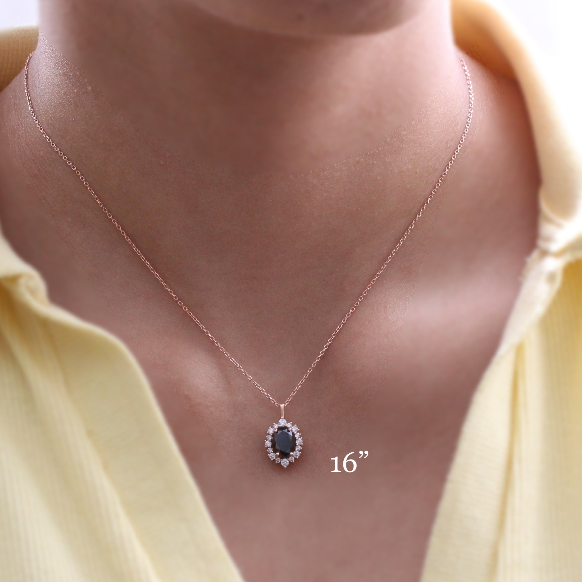 Oval black diamond necklace rose gold halo style black diamond drop pendant necklace la more design jewelry