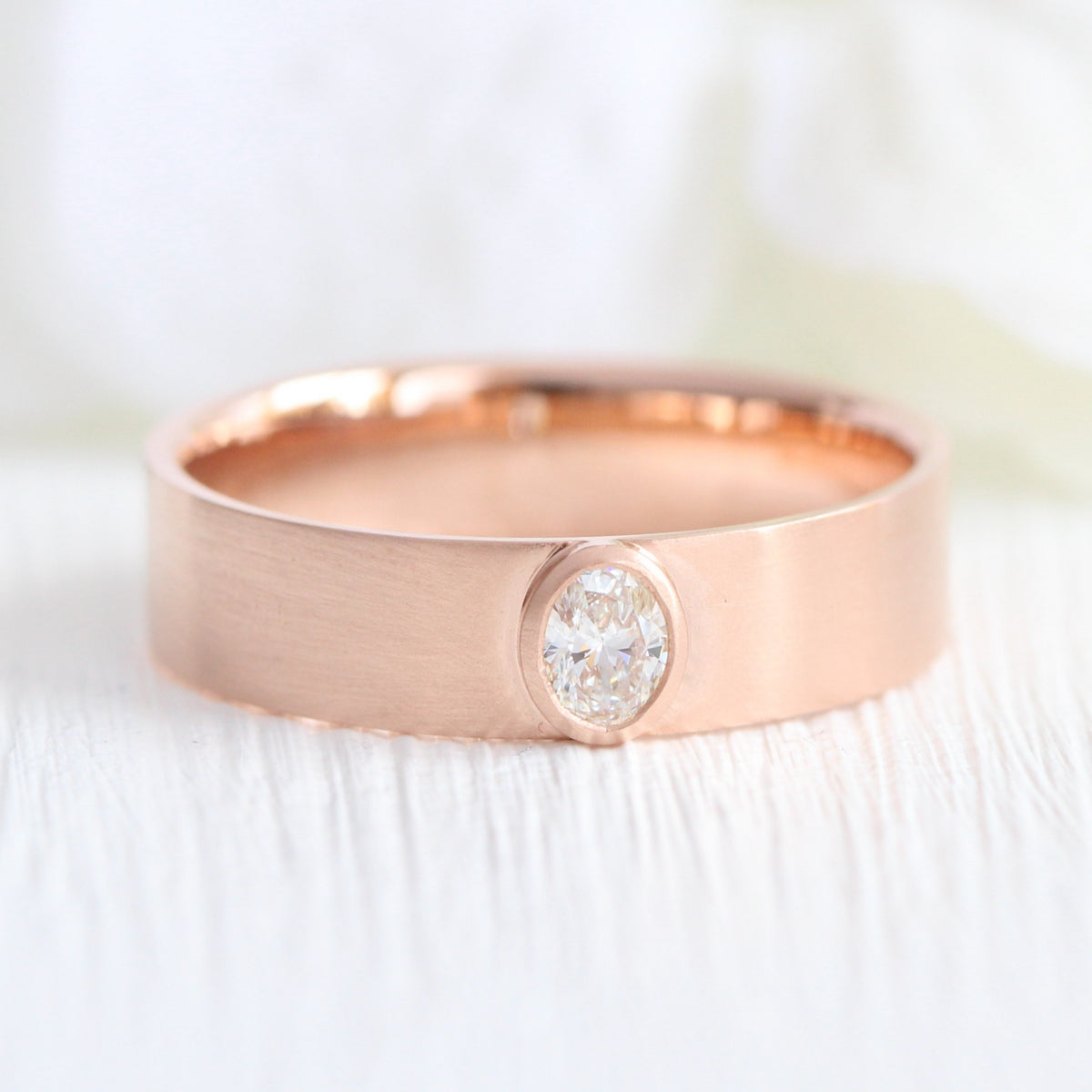 Oval diamond wedding ring rose gold diamond wide wedding band for him la more design jewelry