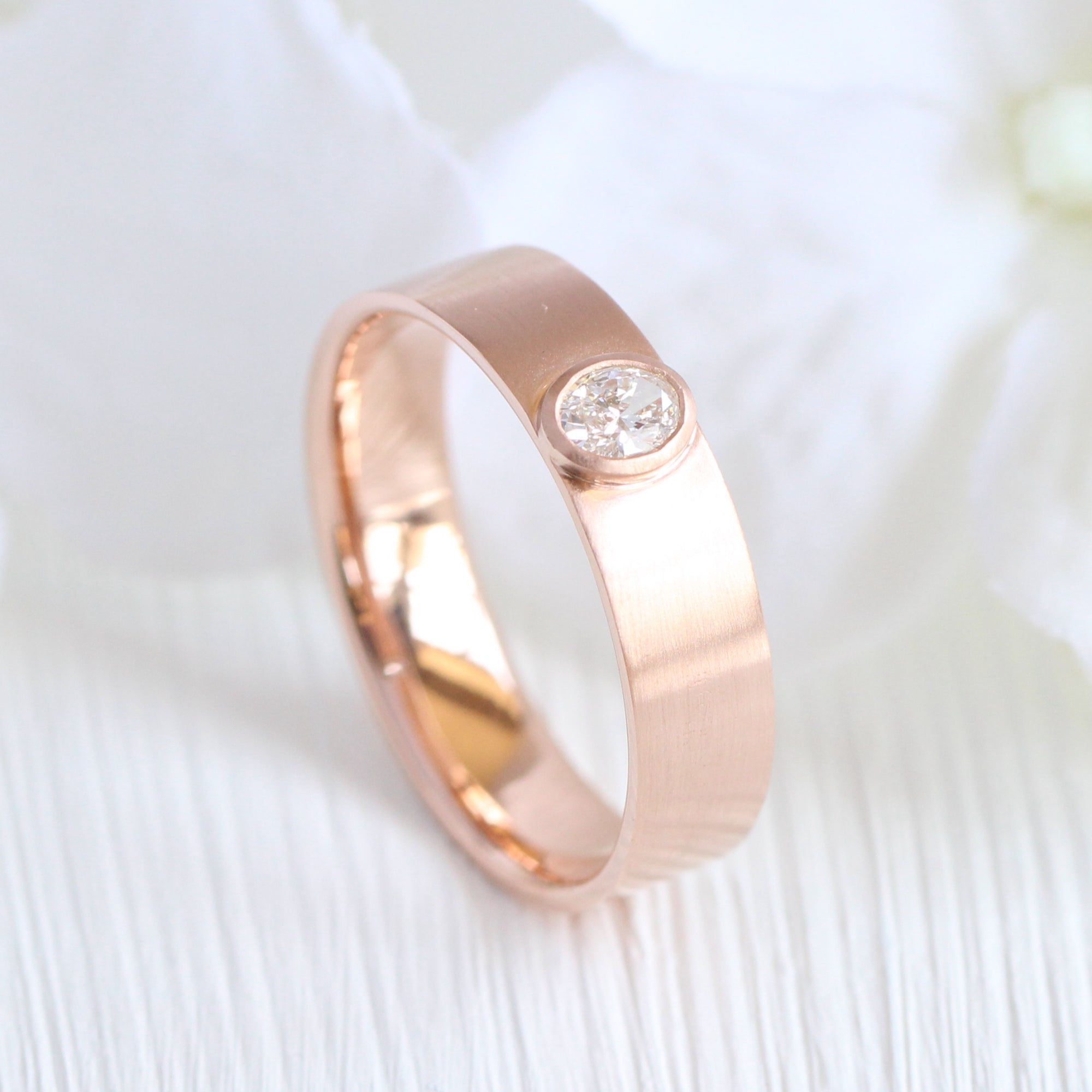 Oval diamond wedding ring rose gold diamond wide wedding band for him la more design jewelry