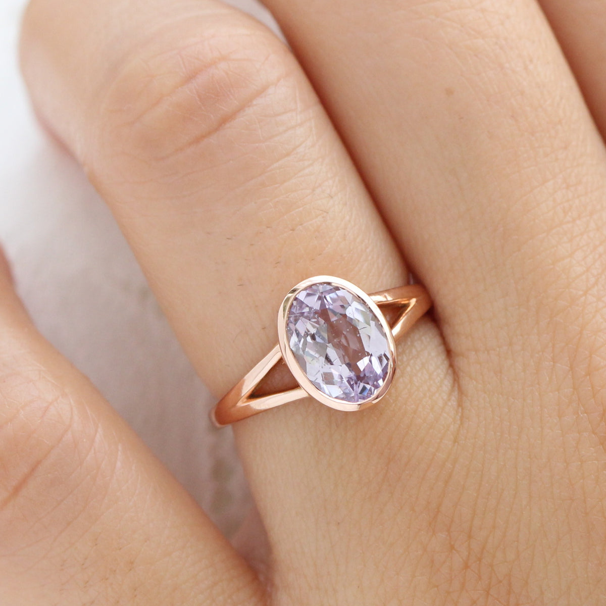 Oval lavender sapphire ring rose gold bezel sapphire ring la more design jewelry