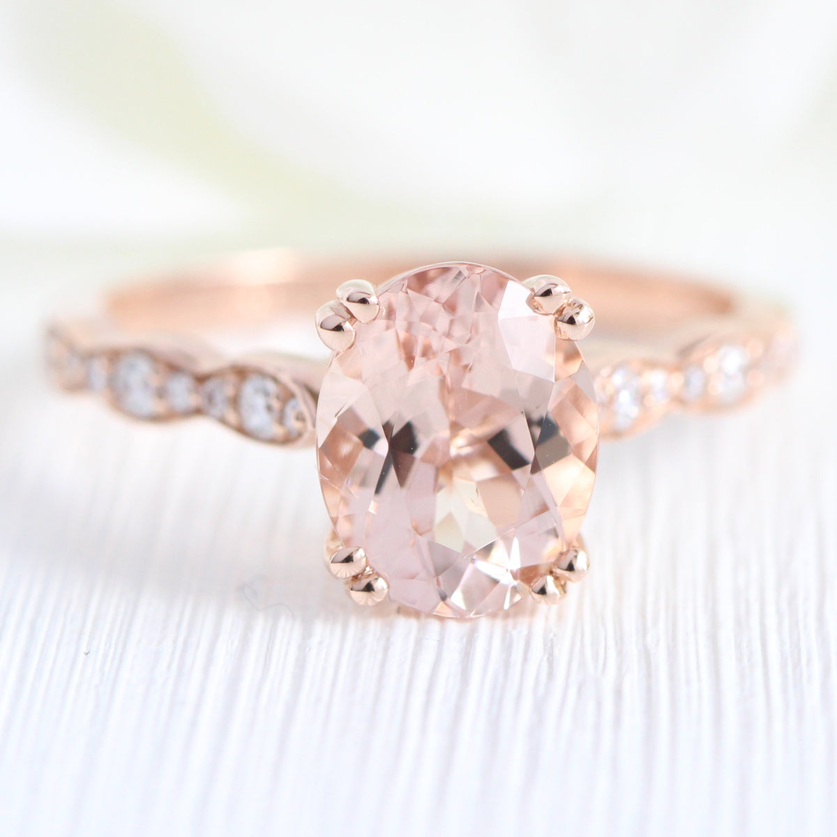 Oval morganire ring rose gold solitaire engagement ring la more design jewelry