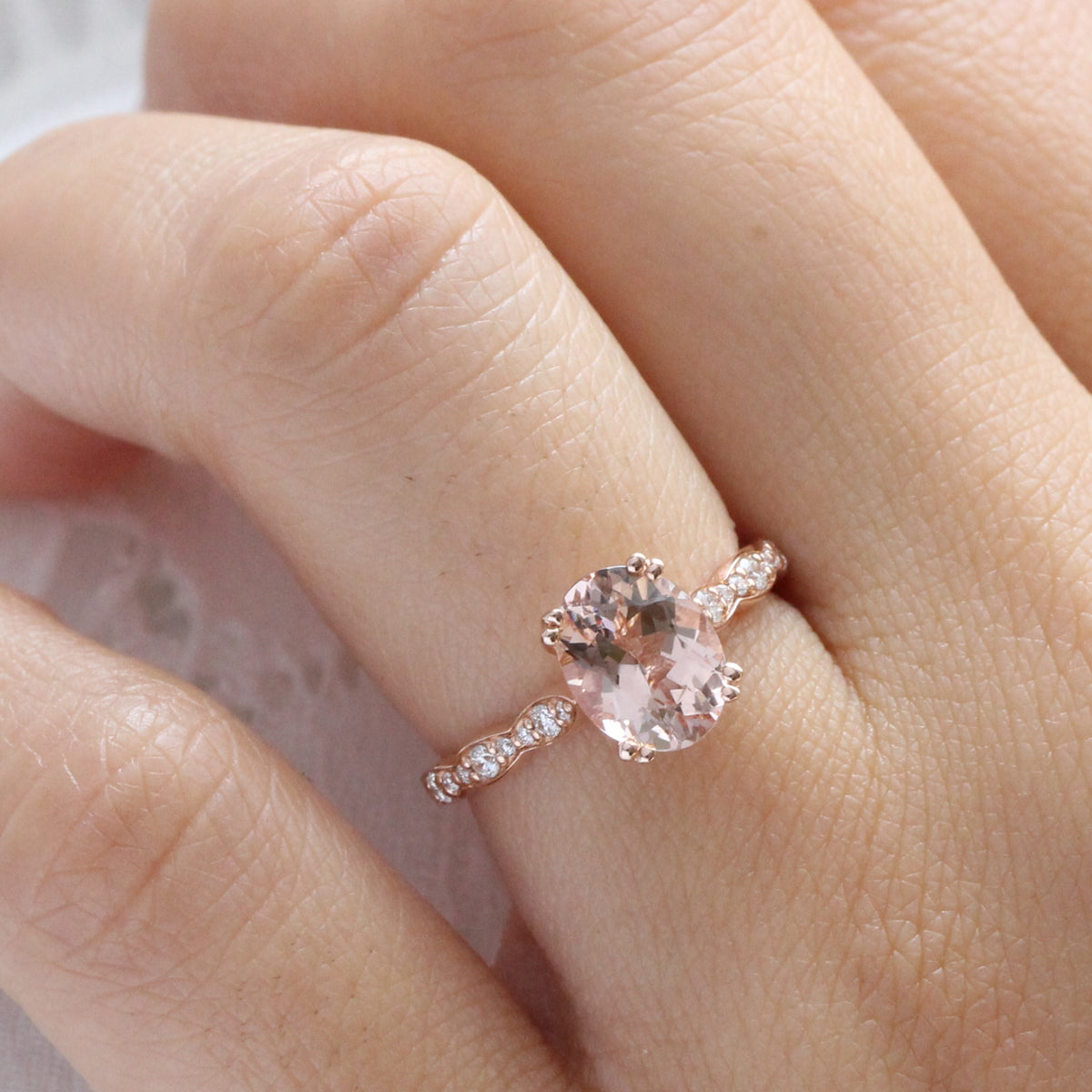 Oval morganire ring rose gold solitaire engagement ring la more design jewelry