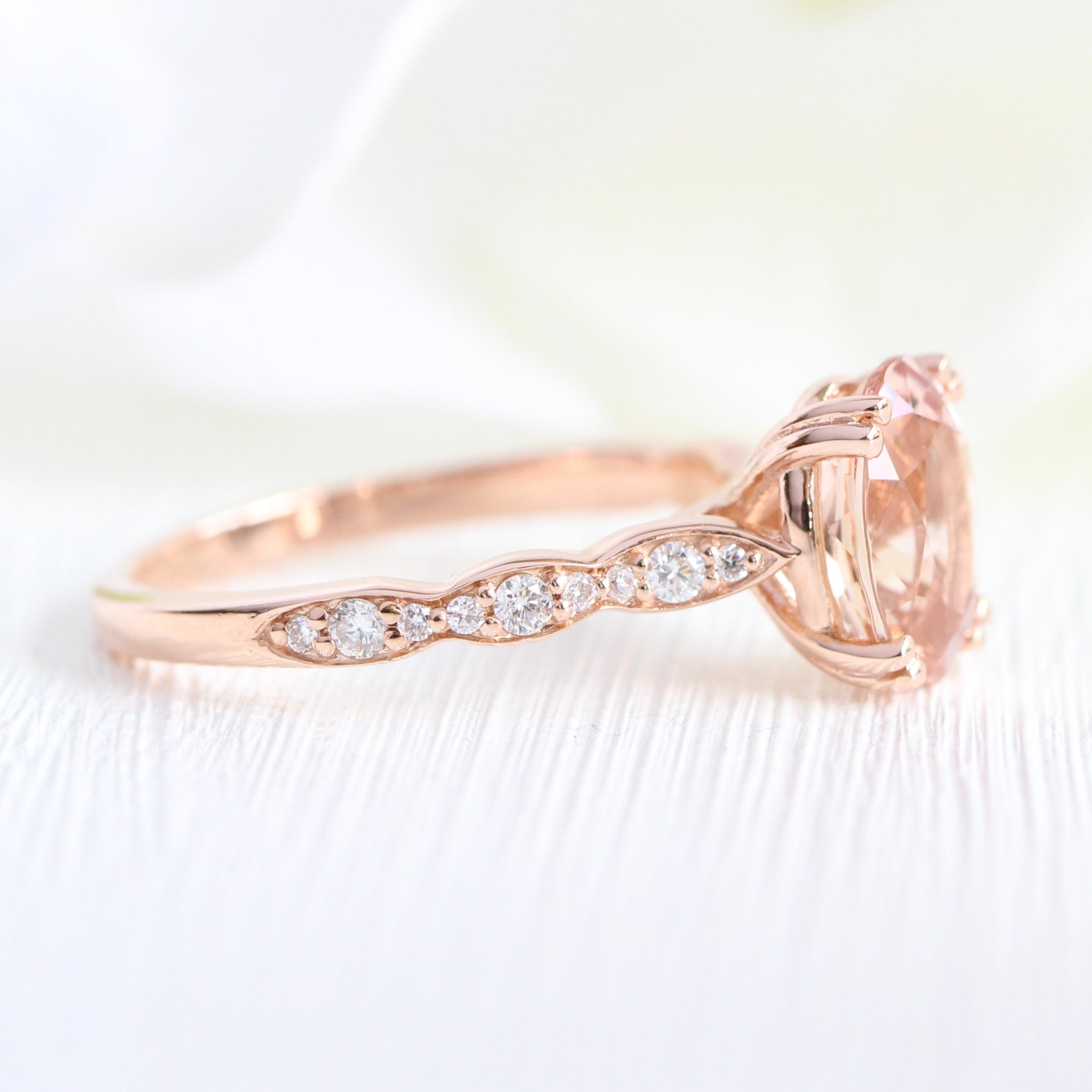Oval morganire ring rose gold solitaire engagement ring la more design jewelry