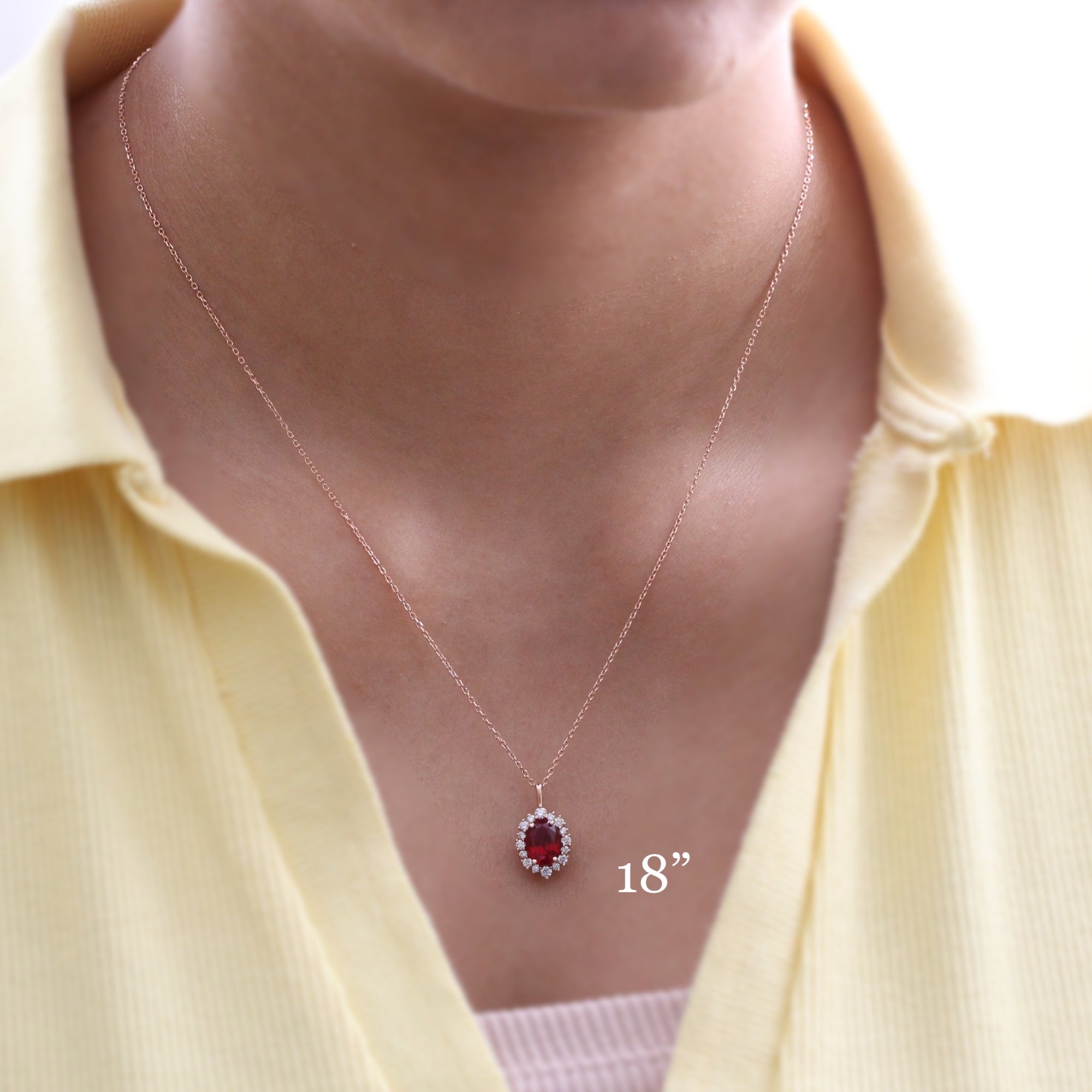 Oval ruby necklace rose gold halo style ruby diamond drop pendant necklace la more design jewelry