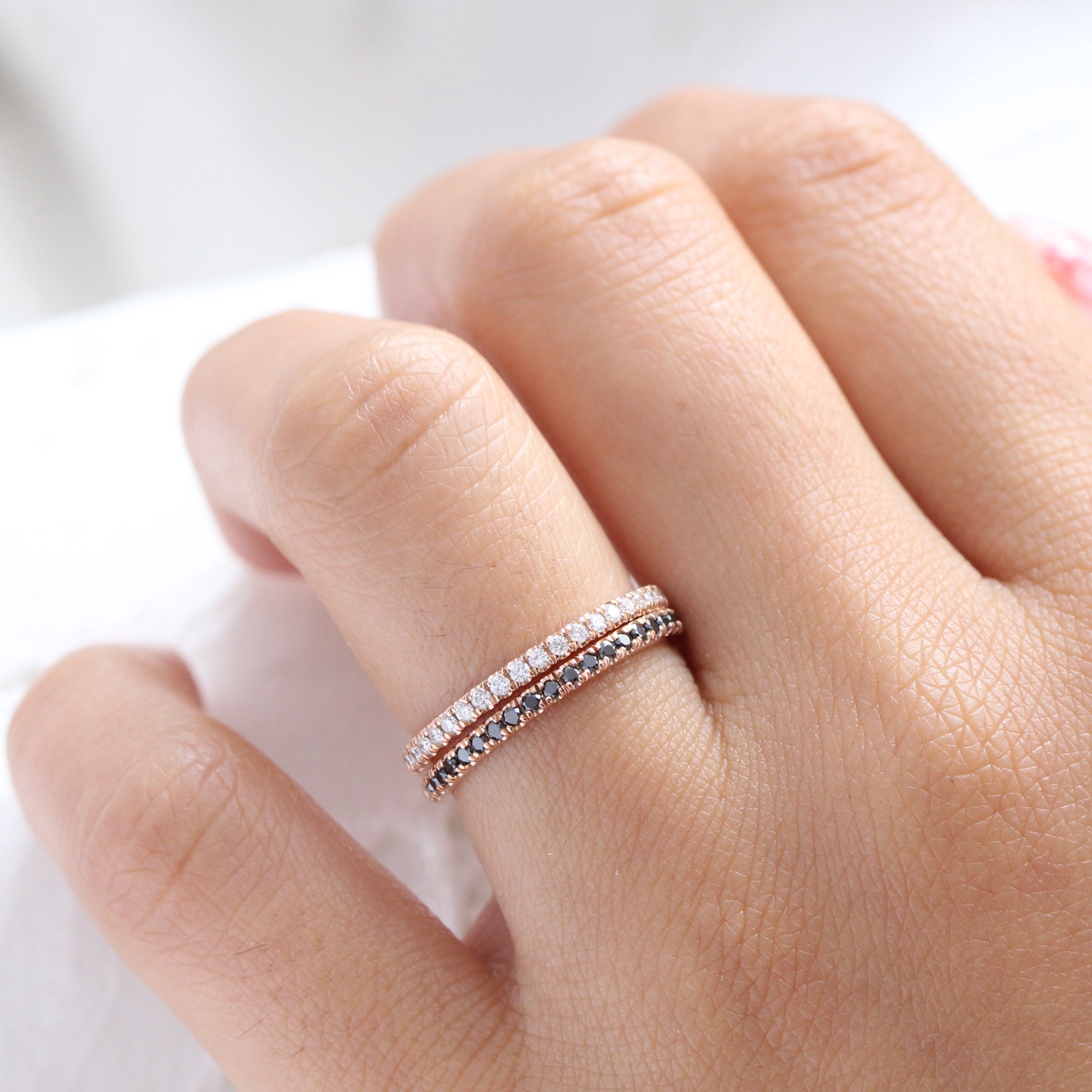 koel mot Elastisch Pave Diamond Wedding Band Rose Gold Half Eternity Ring for Her | La More  Design