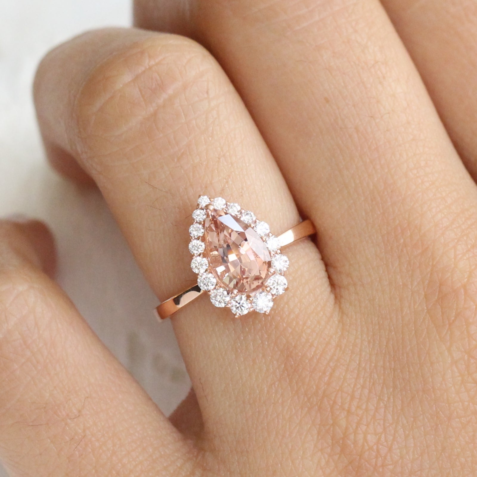 Peach morganite engagement ring online