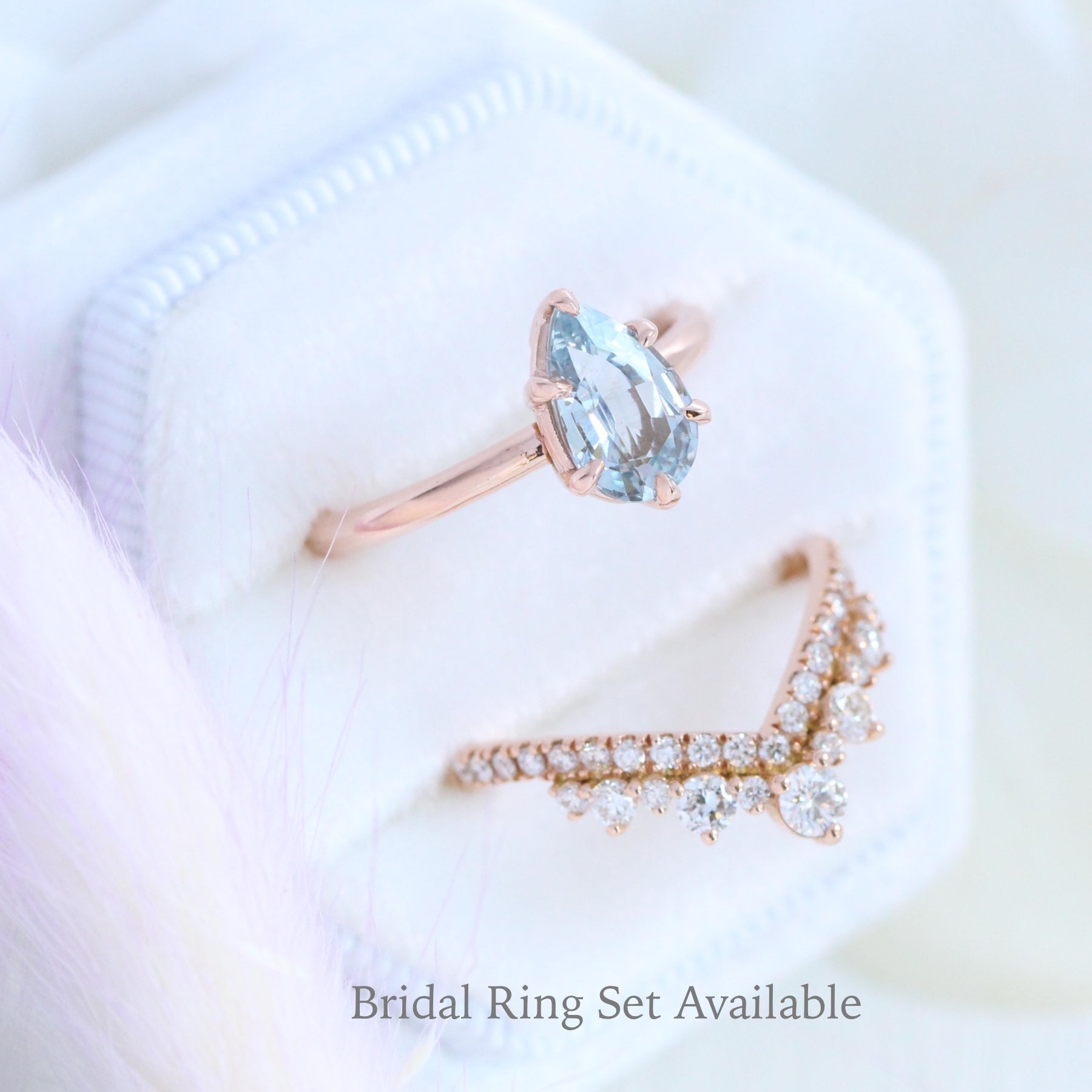 Pear aqua blue sapphire engagement ring rose gold low profile solitaire ring la more design jewelry