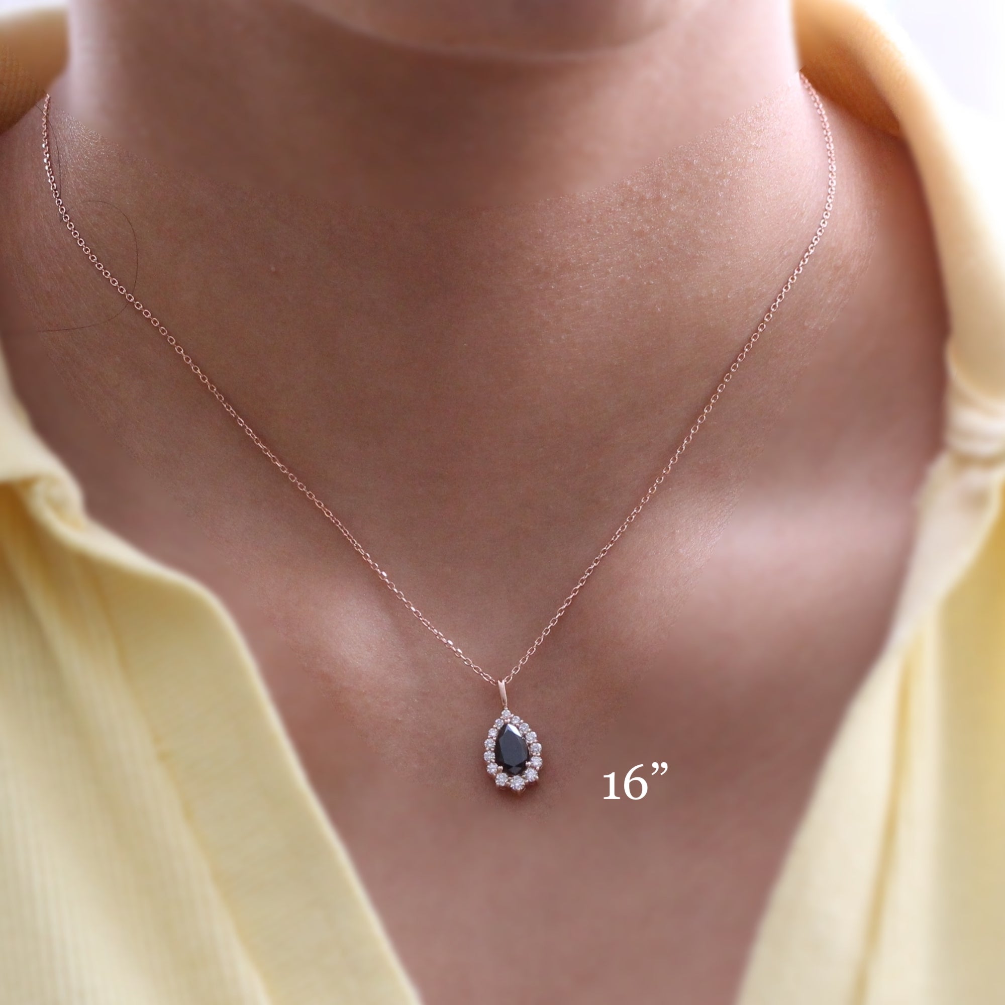Pear black diamond necklace rose gold halo style black diamond drop pendant necklace la more design jewelry