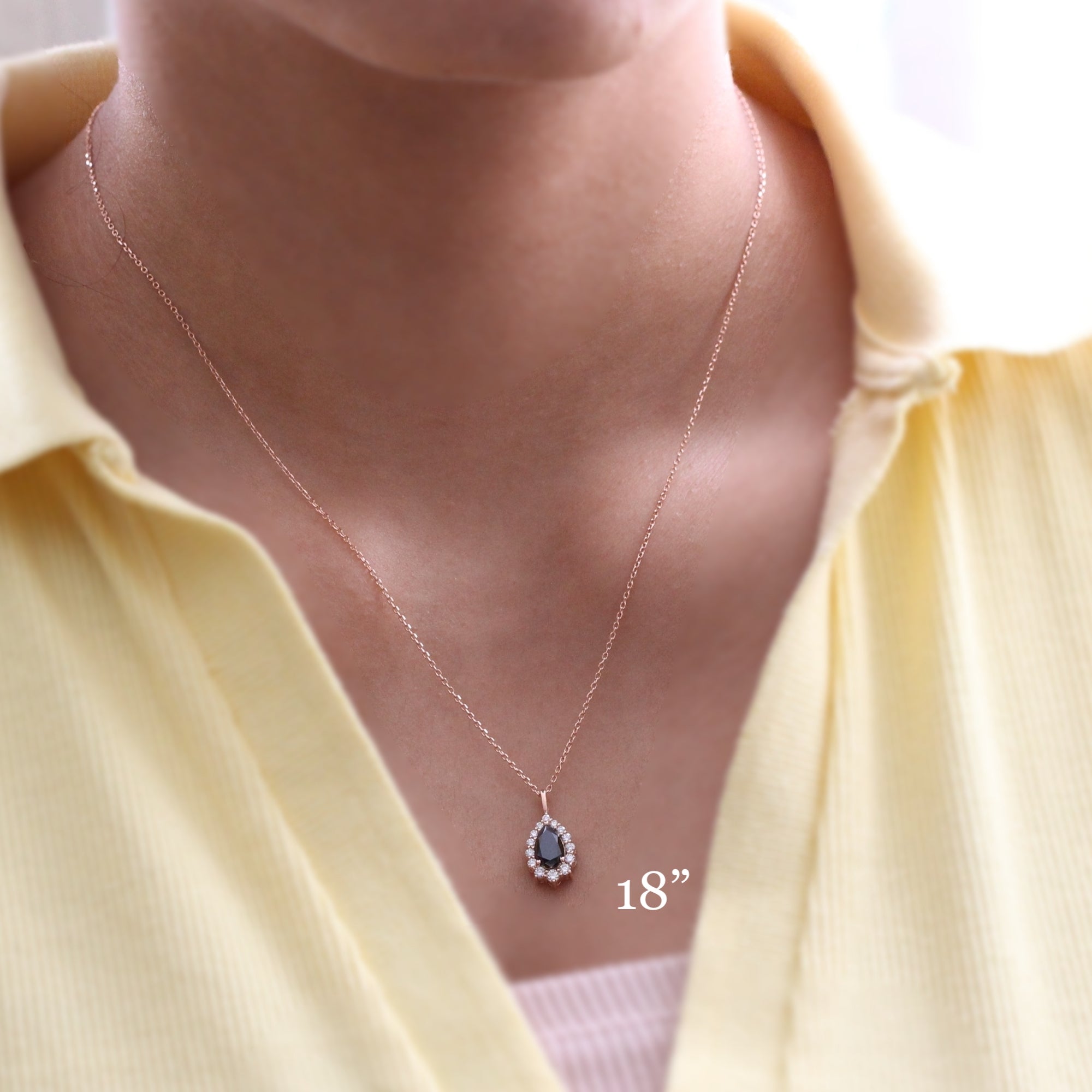 Pear black diamond necklace rose gold halo style black diamond drop pendant necklace la more design jewelry