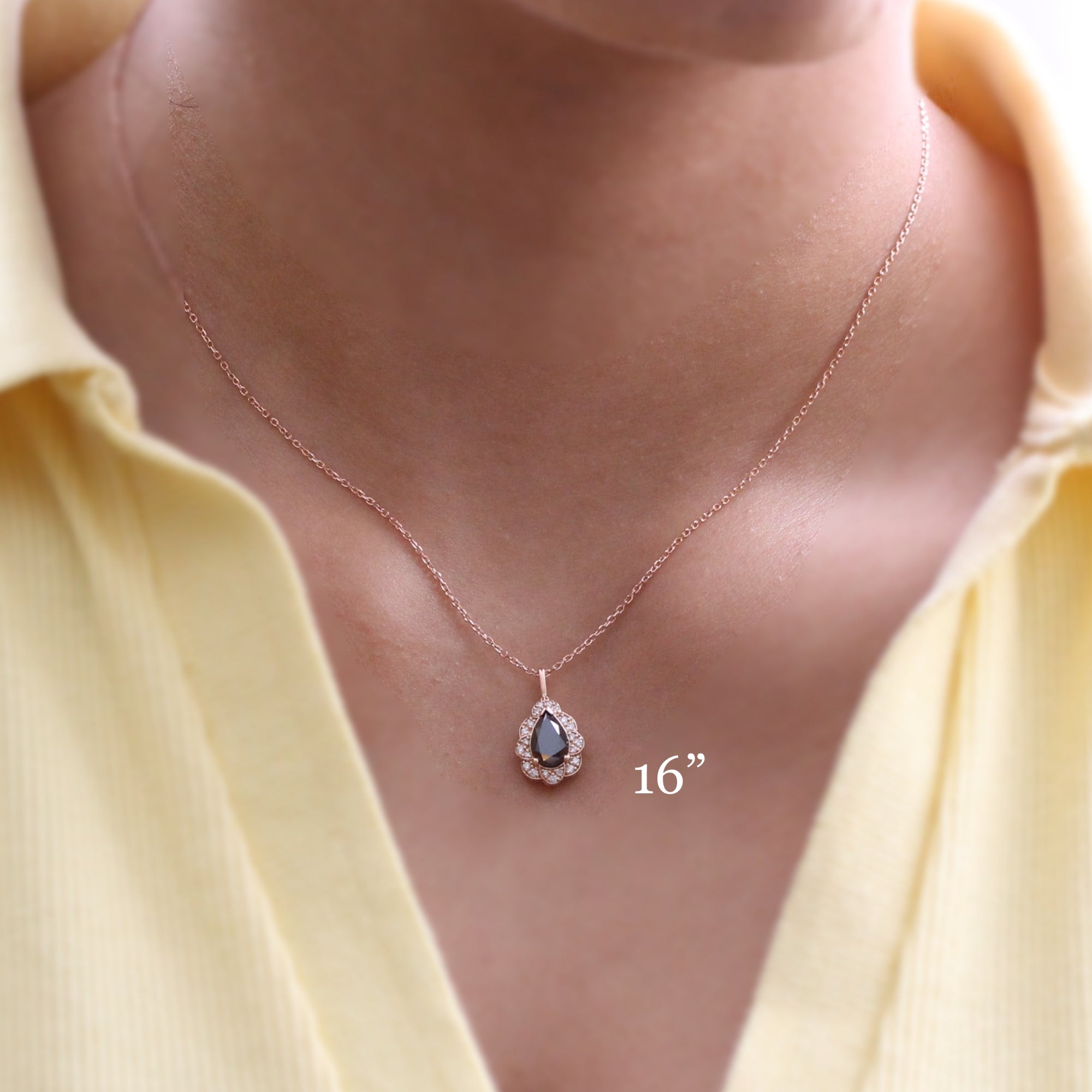 Pear black diamond necklace rose gold vintage style black diamond drop pendant necklace la more design jewelry