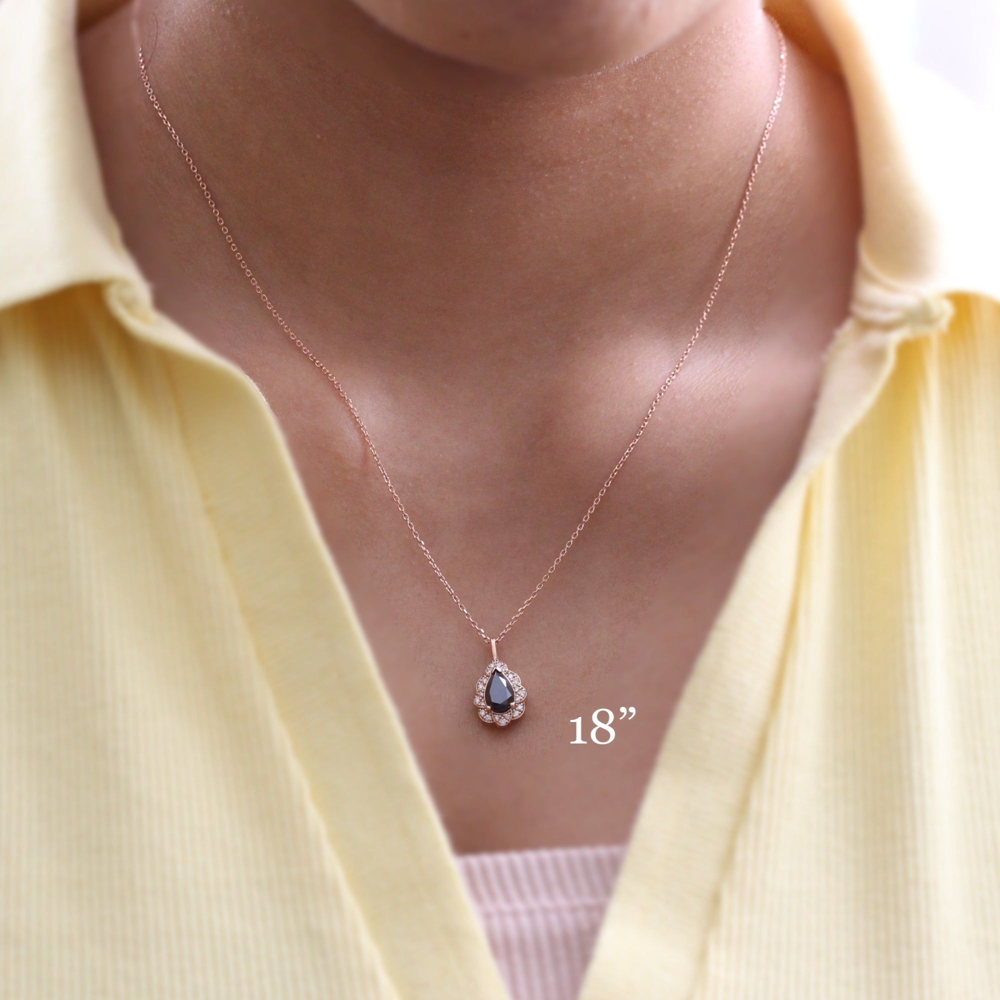 Pear black diamond necklace rose gold vintage style black diamond drop pendant necklace la more design jewelry