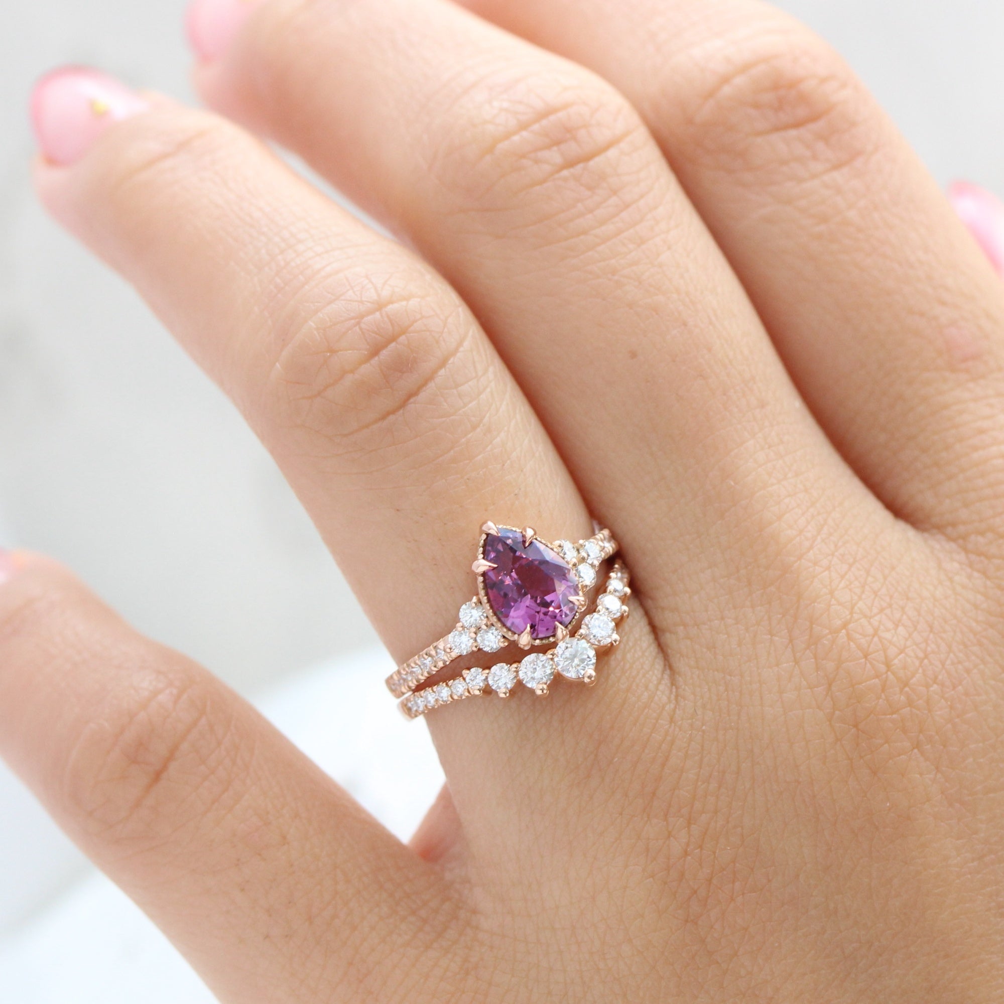 Rose colored clearance stone engagement rings