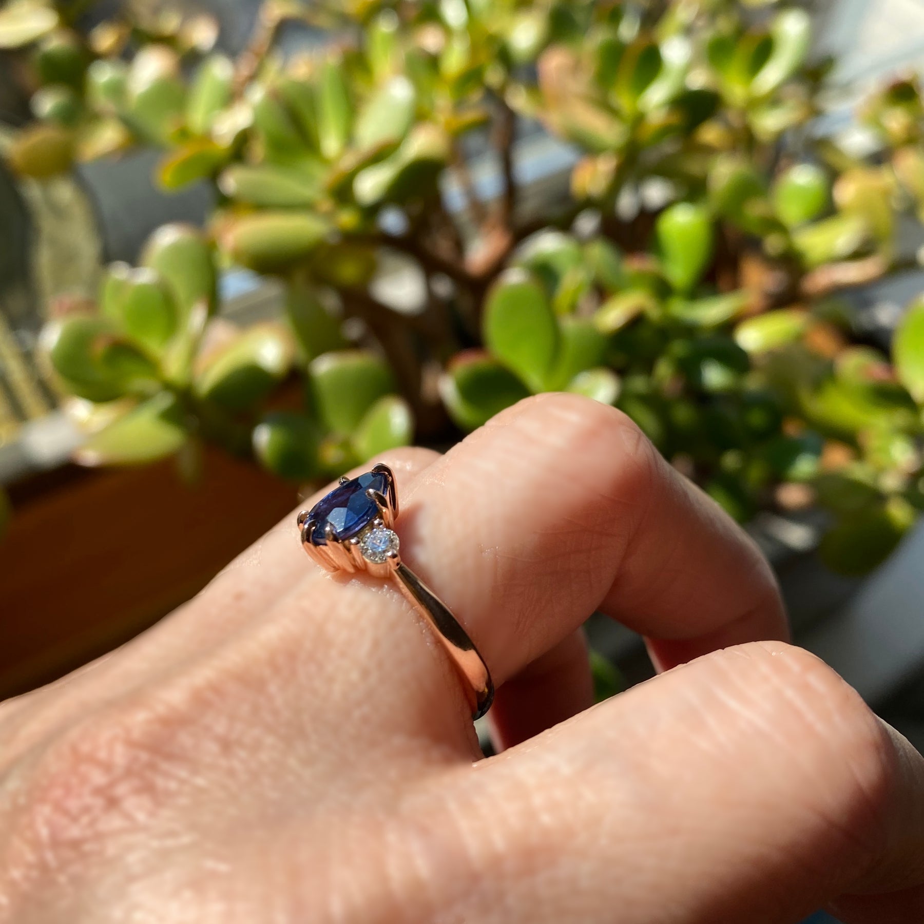 Pear sapphire engagement ring rose gold 3 stone diamond ring la more design jewelry
