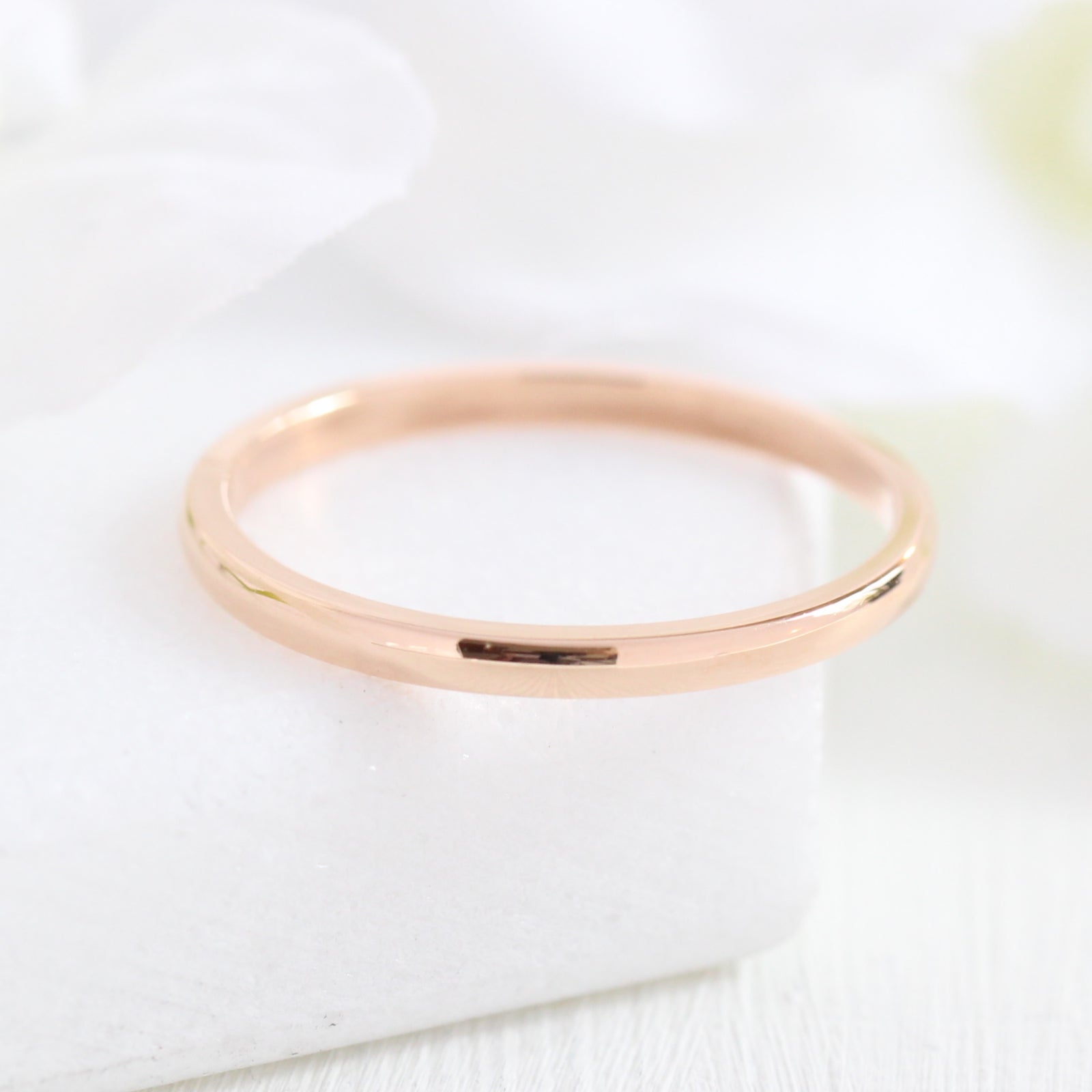Plain gold wedding band solid 14k rose gold ring by la more design jewelry