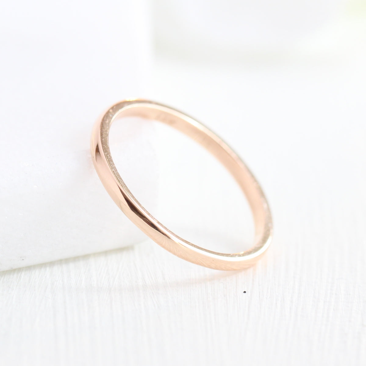 Plain gold wedding band solid 14k rose gold ring by la more design jewelry