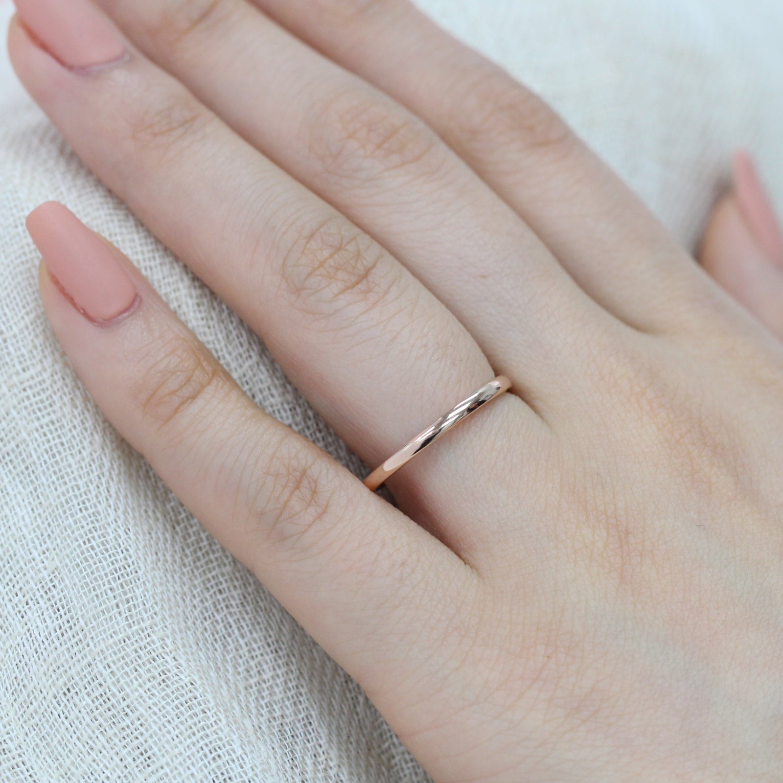 Plain gold wedding band solid 14k rose gold ring by la more design jewelry