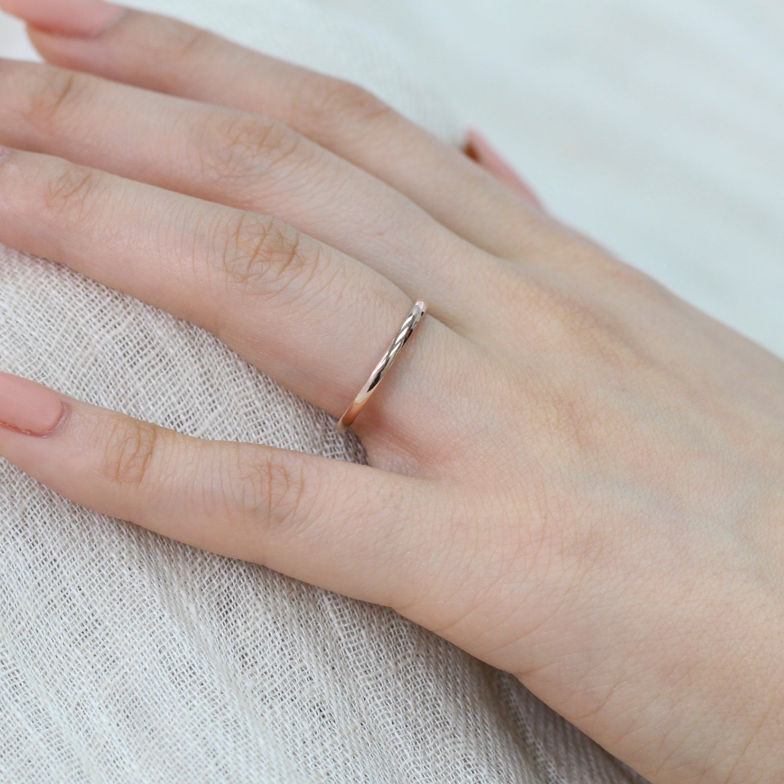 Plain gold wedding band solid 14k rose gold ring by la more design jewelry