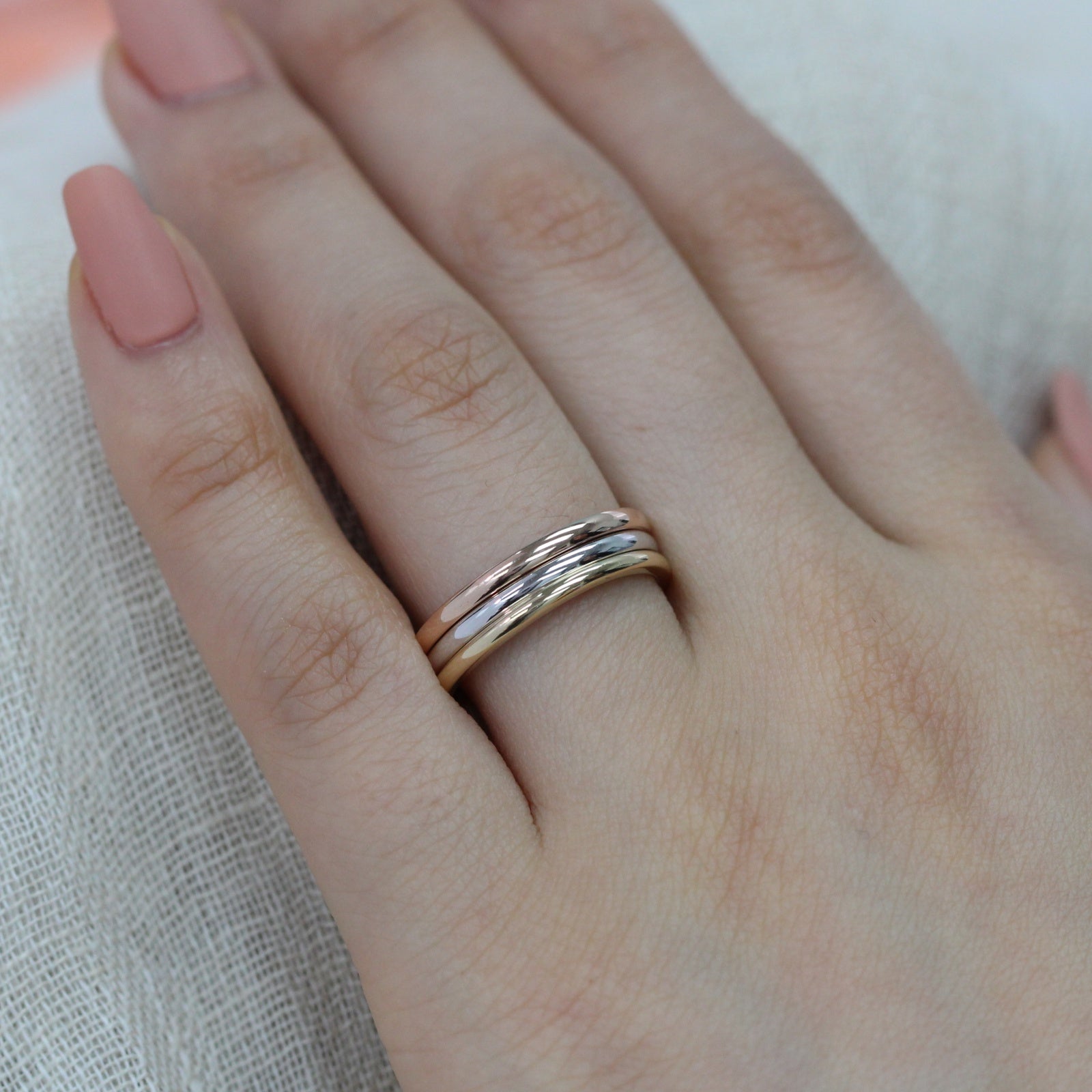 Plain gold wedding band solid 14k rose gold ring by la more design jewelry