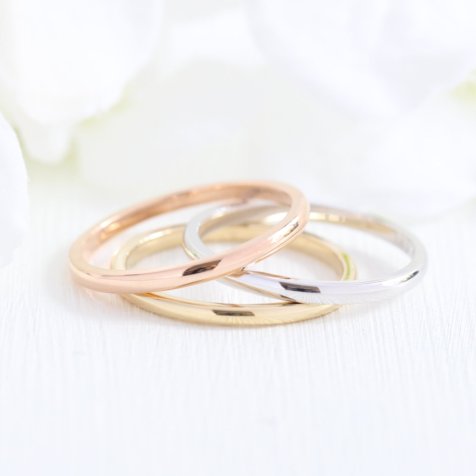 Plain gold wedding band solid 14k rose gold ring by la more design jewelry