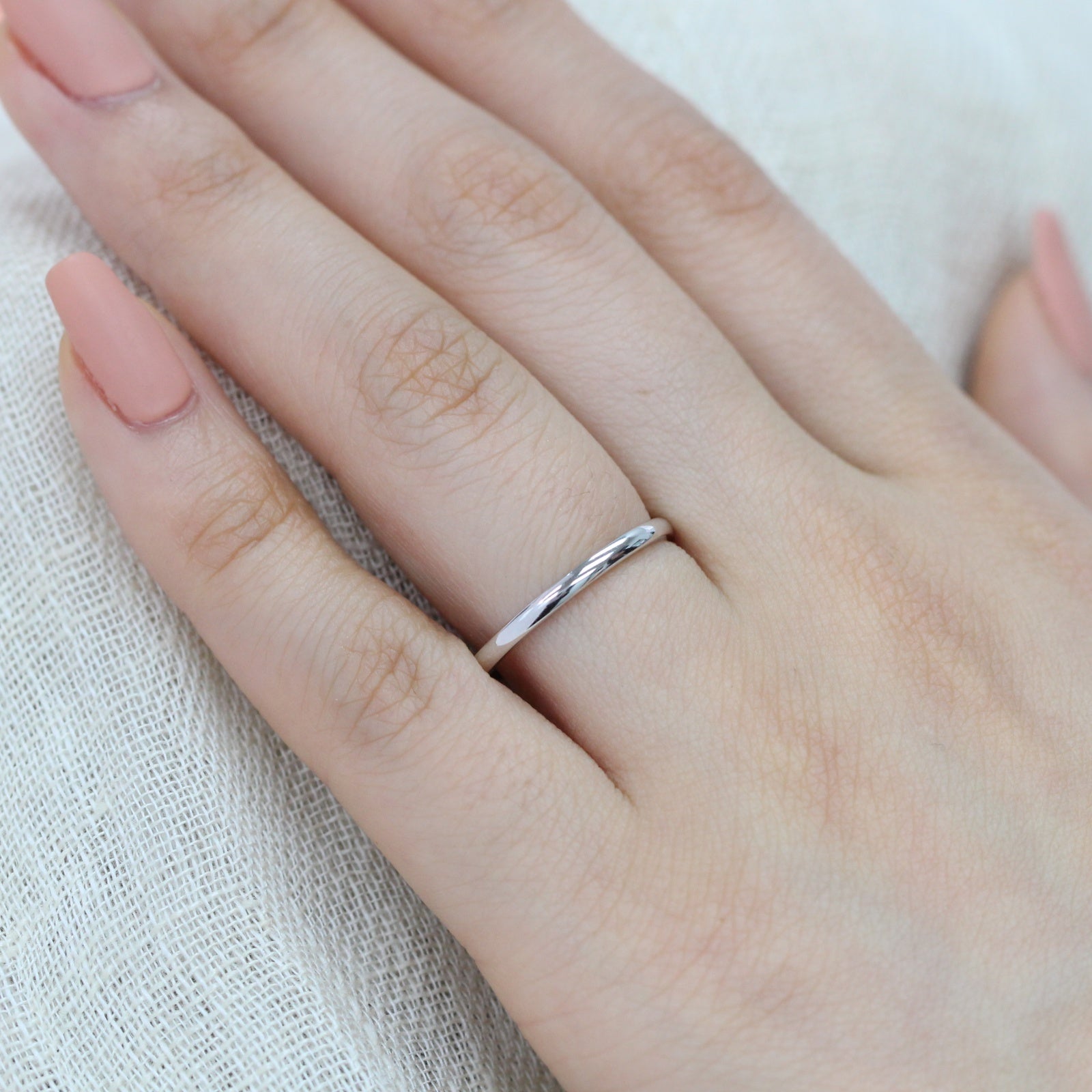 Plain gold wedding band solid 14k white gold ring by la more design jewelry