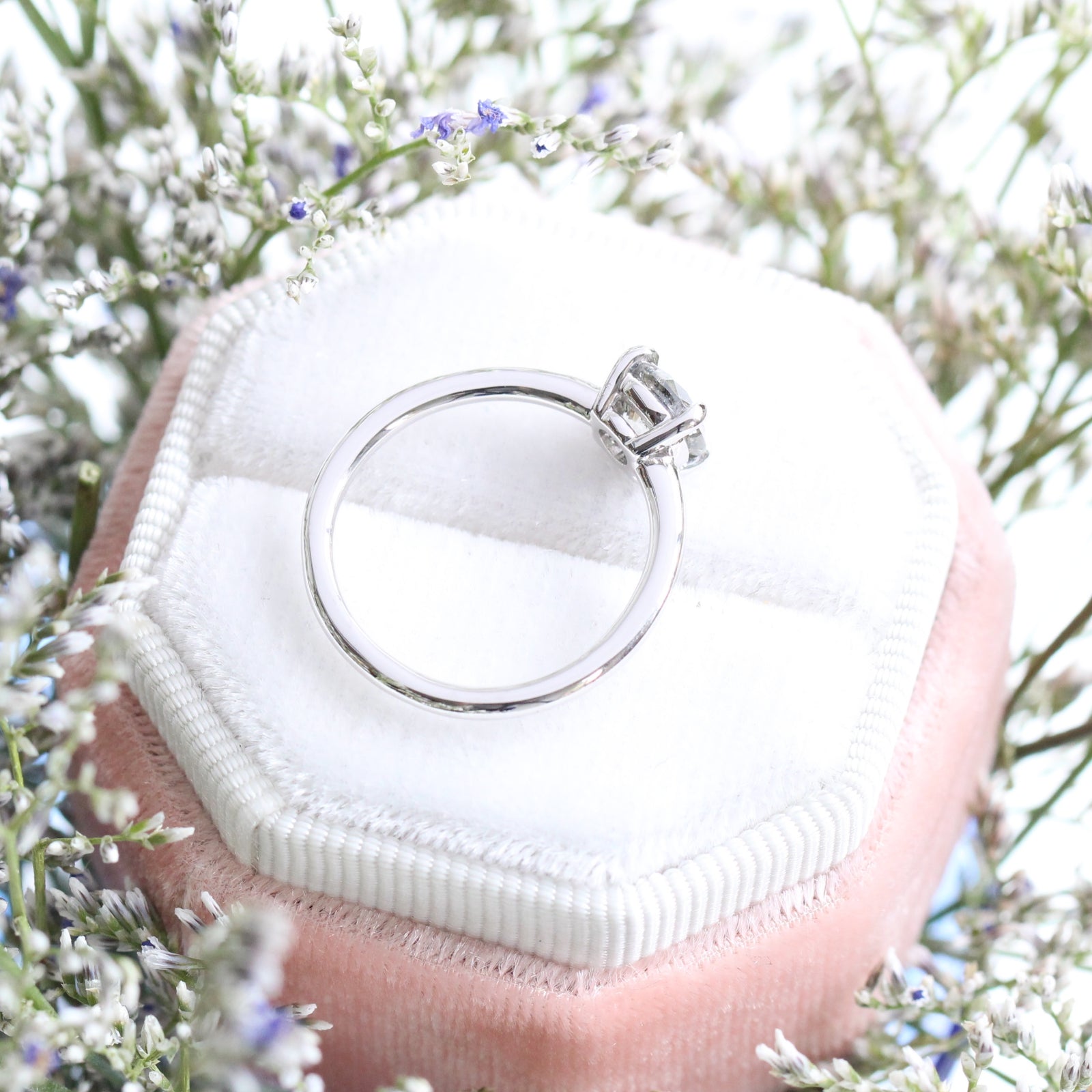 Salt and Pepper Grey Diamond Engagement Ring in White Gold Low Profile Solitaire Ring by La More Design Jewelry