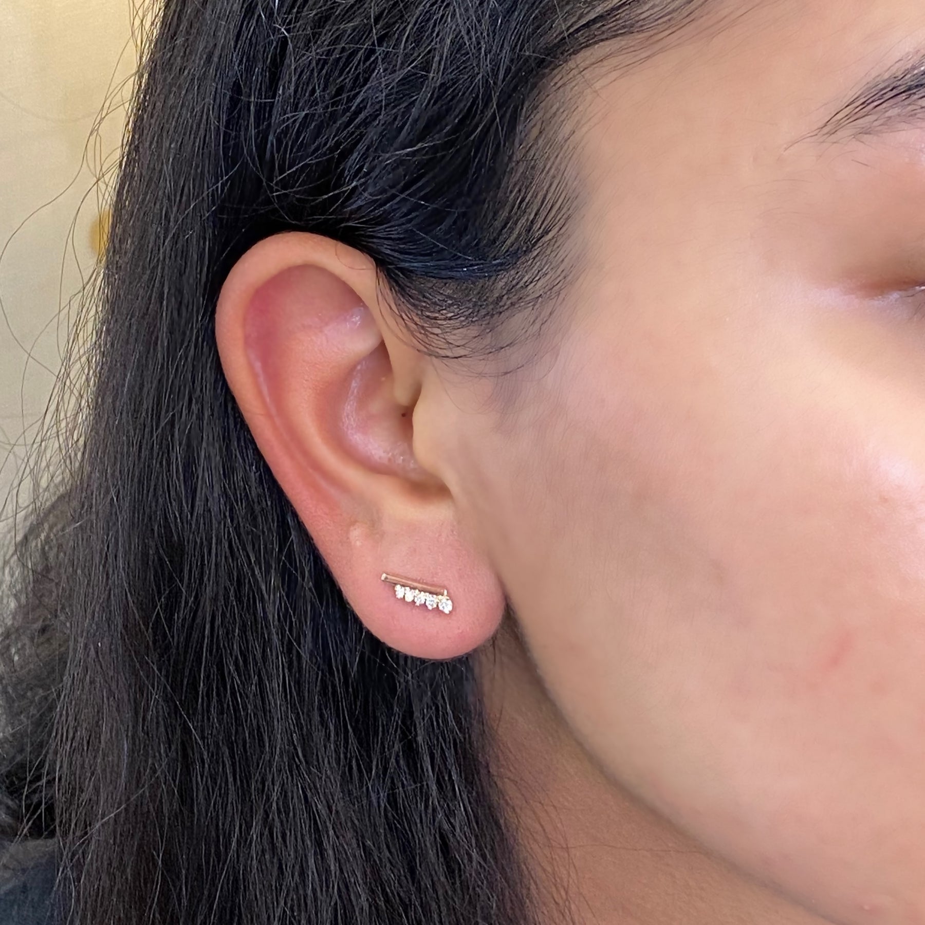 Tiara diamond earrings in rose gold studs la more design jewelry