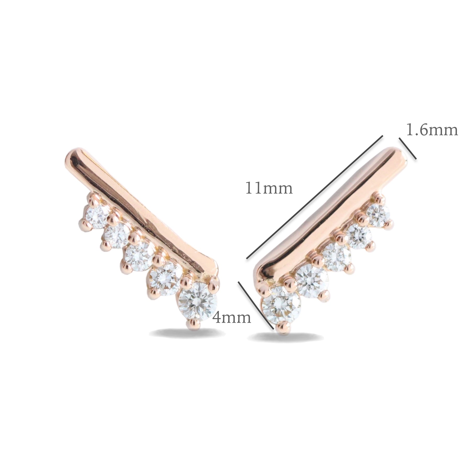 Tiara diamond earrings in rose gold studs la more design jewelry