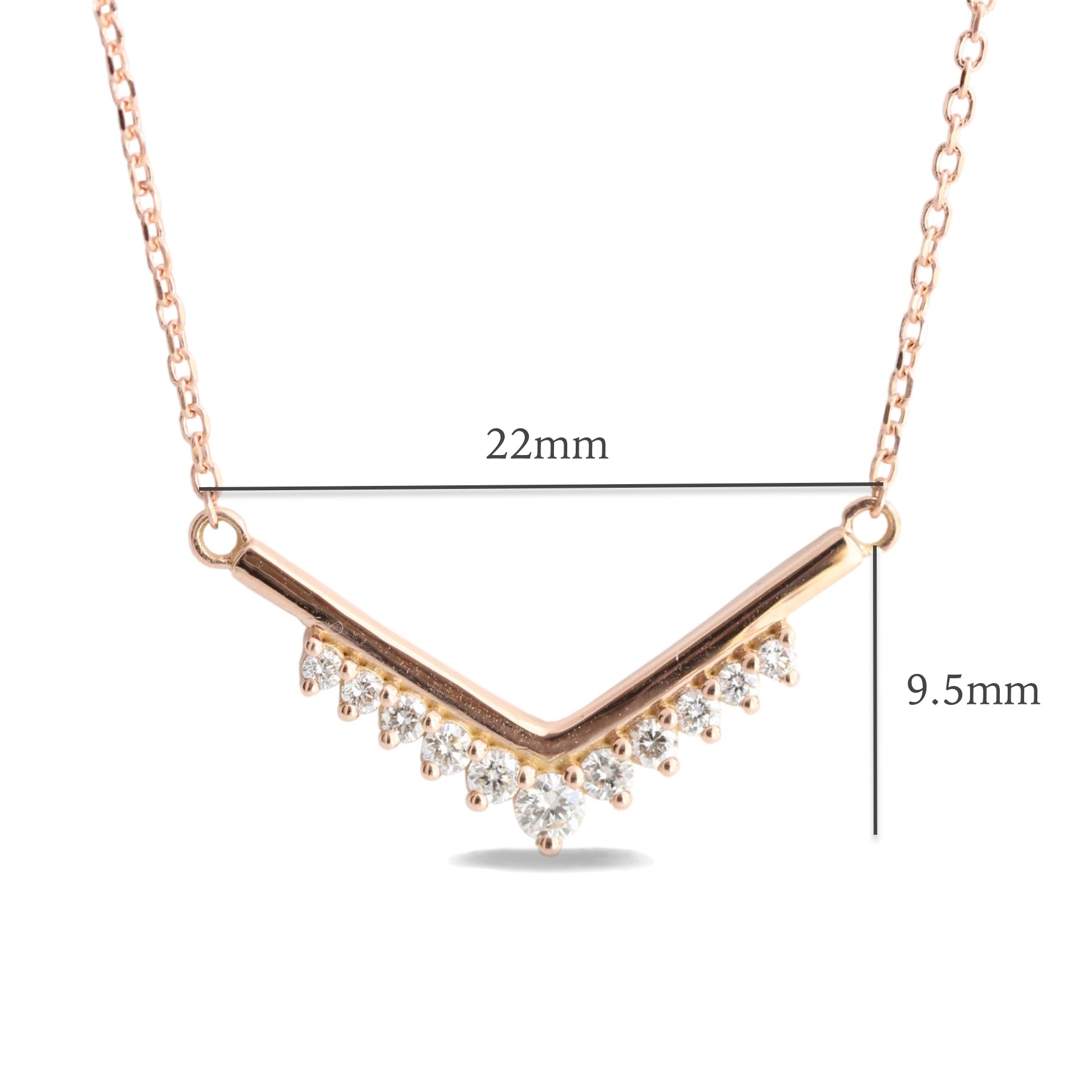 Tiara diamond necklace rose gold V shaped pendant la more design jewelry