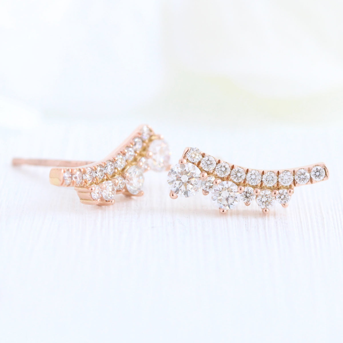 Tiara large diamond earrings in rose gold studs la more design jewelry