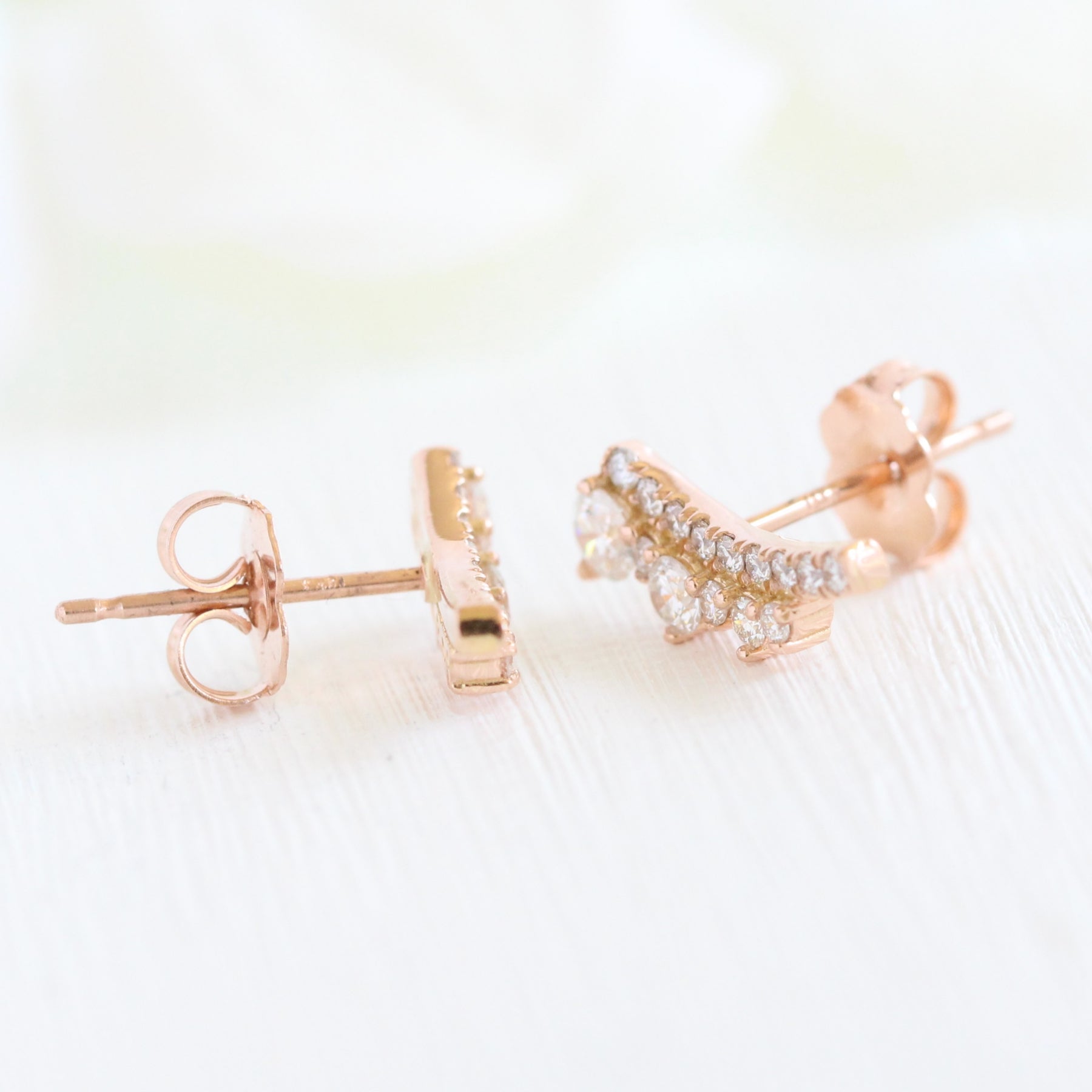 Tiara large diamond earrings in rose gold studs la more design jewelry