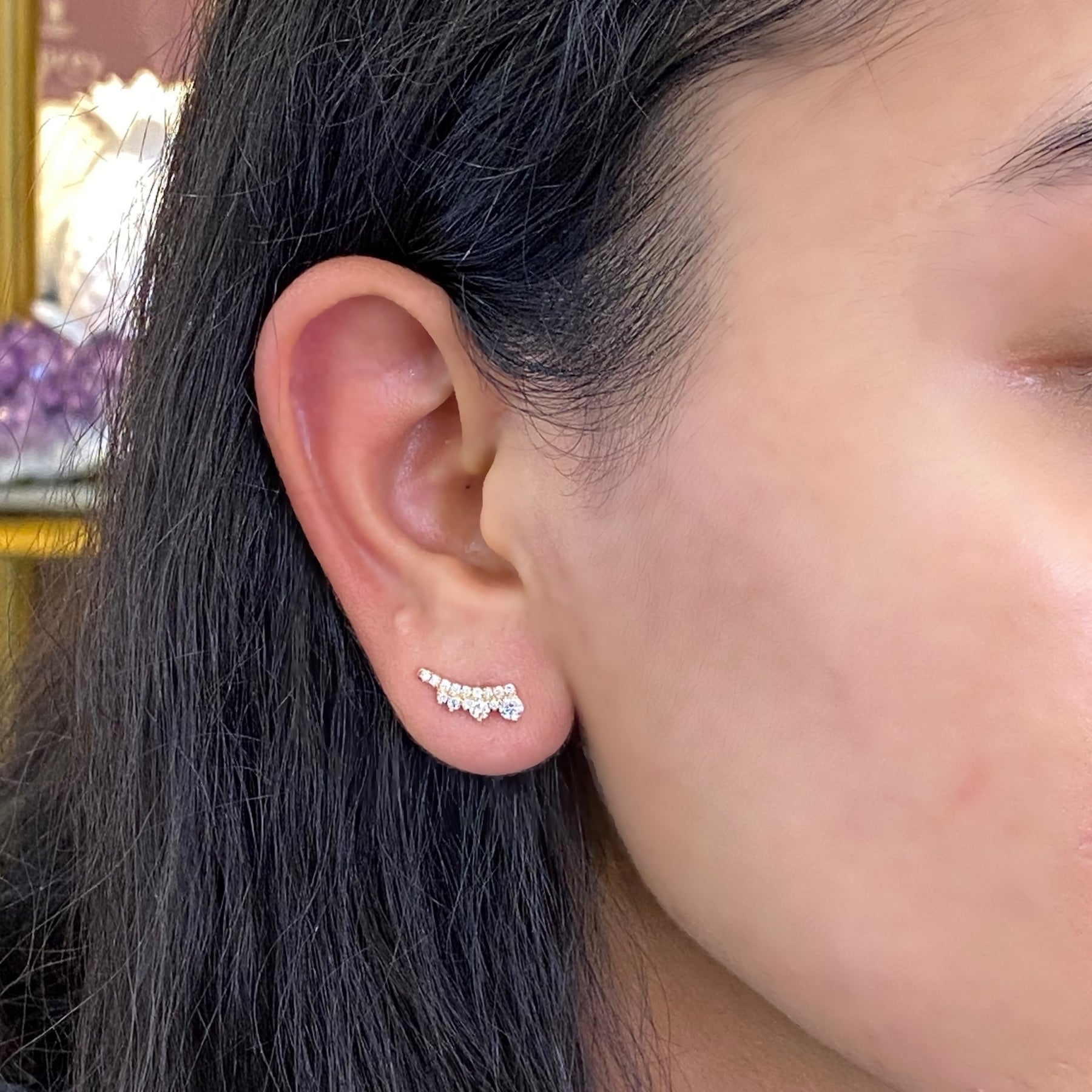 Tiara large diamond earrings in rose gold studs la more design jewelry