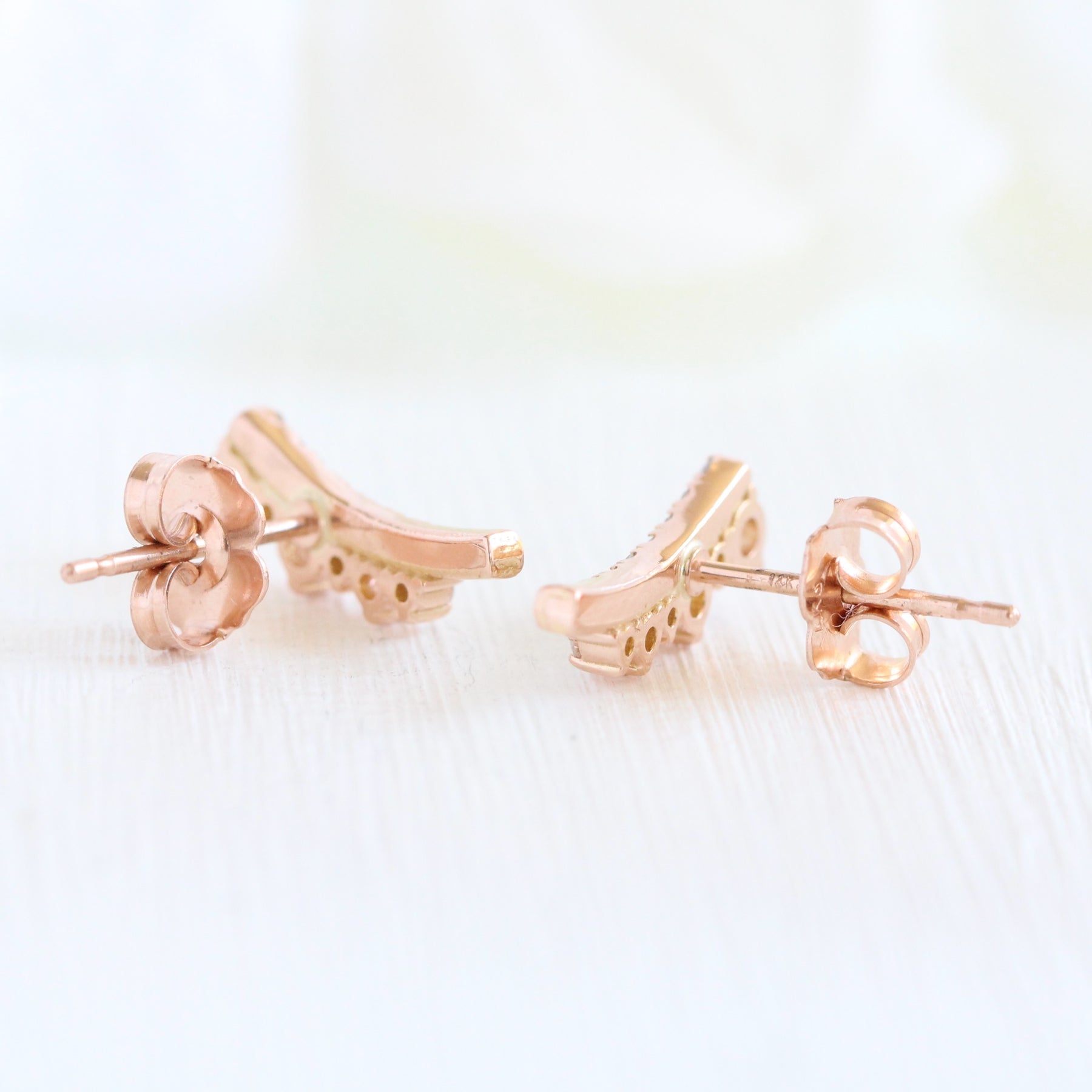 Tiara large diamond earrings in rose gold studs la more design jewelry