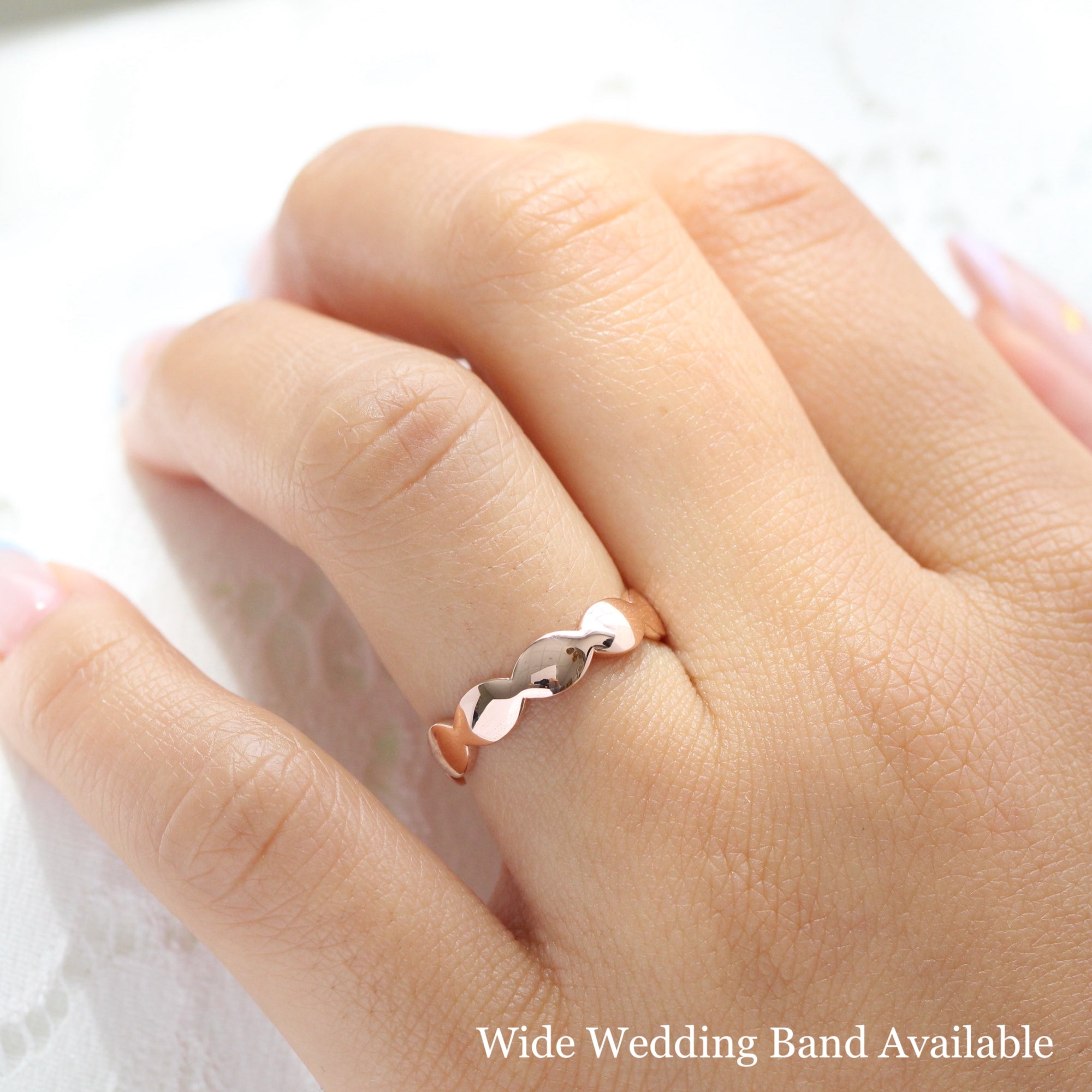 Unique gender neutral wedding ring, scalloped wedding band rose gold wide wedding band la more design jewelry