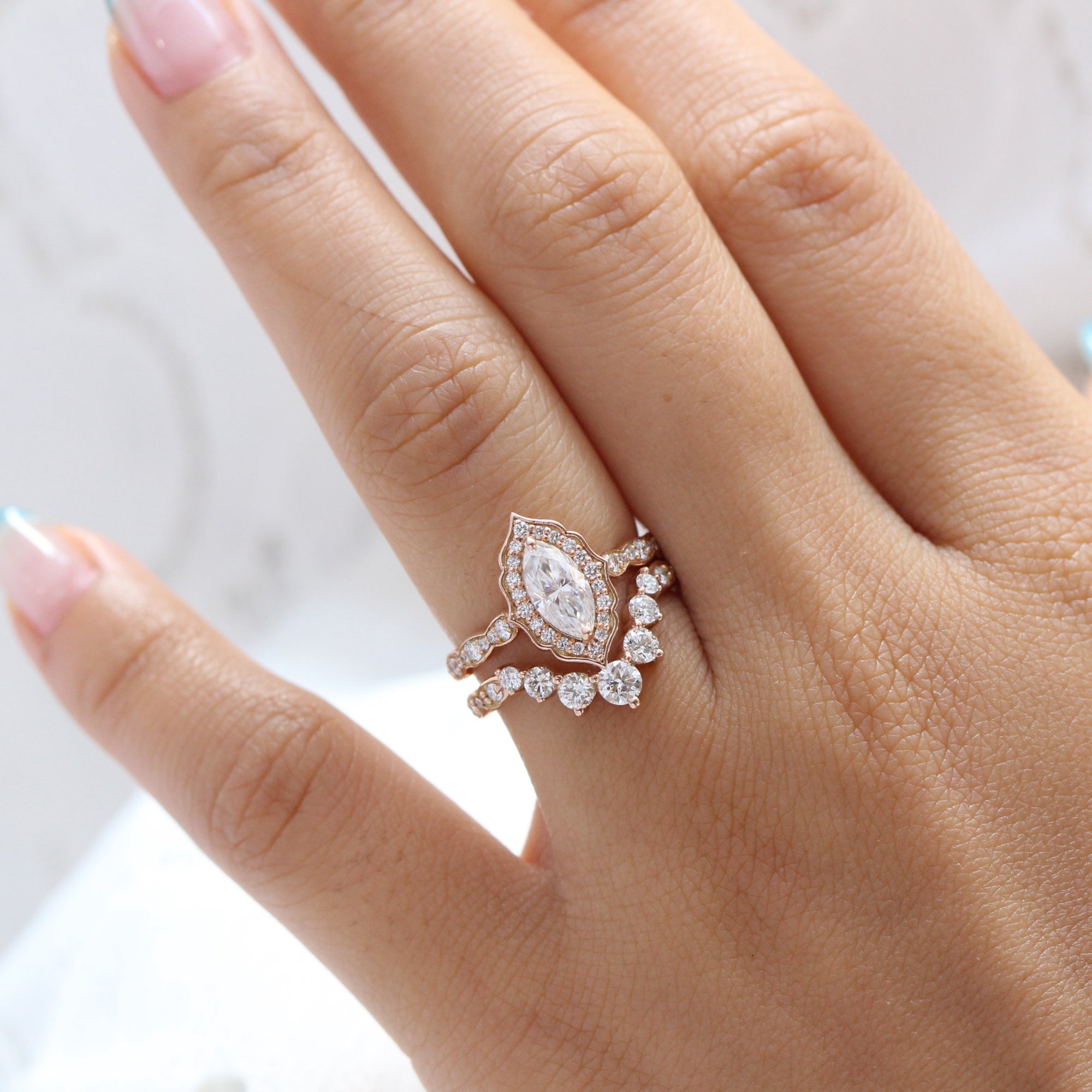 Marquise shaped sales wedding band